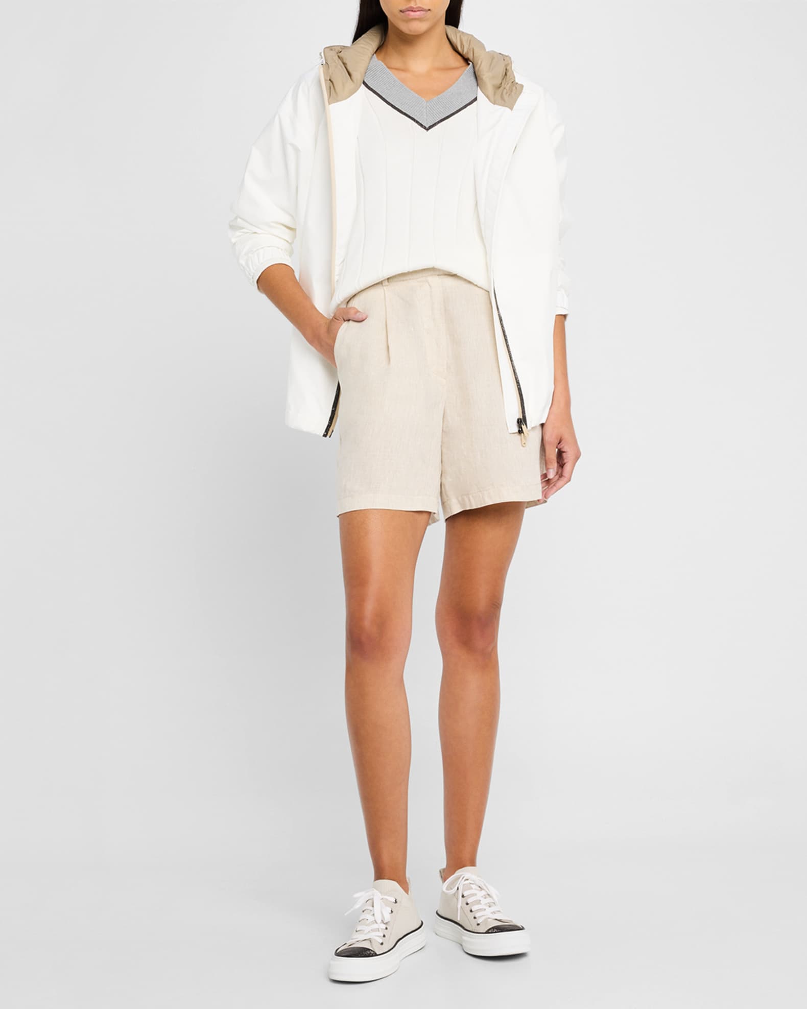 Brunello Cucinelli Monili Wide-Rib Sport Club Sweater