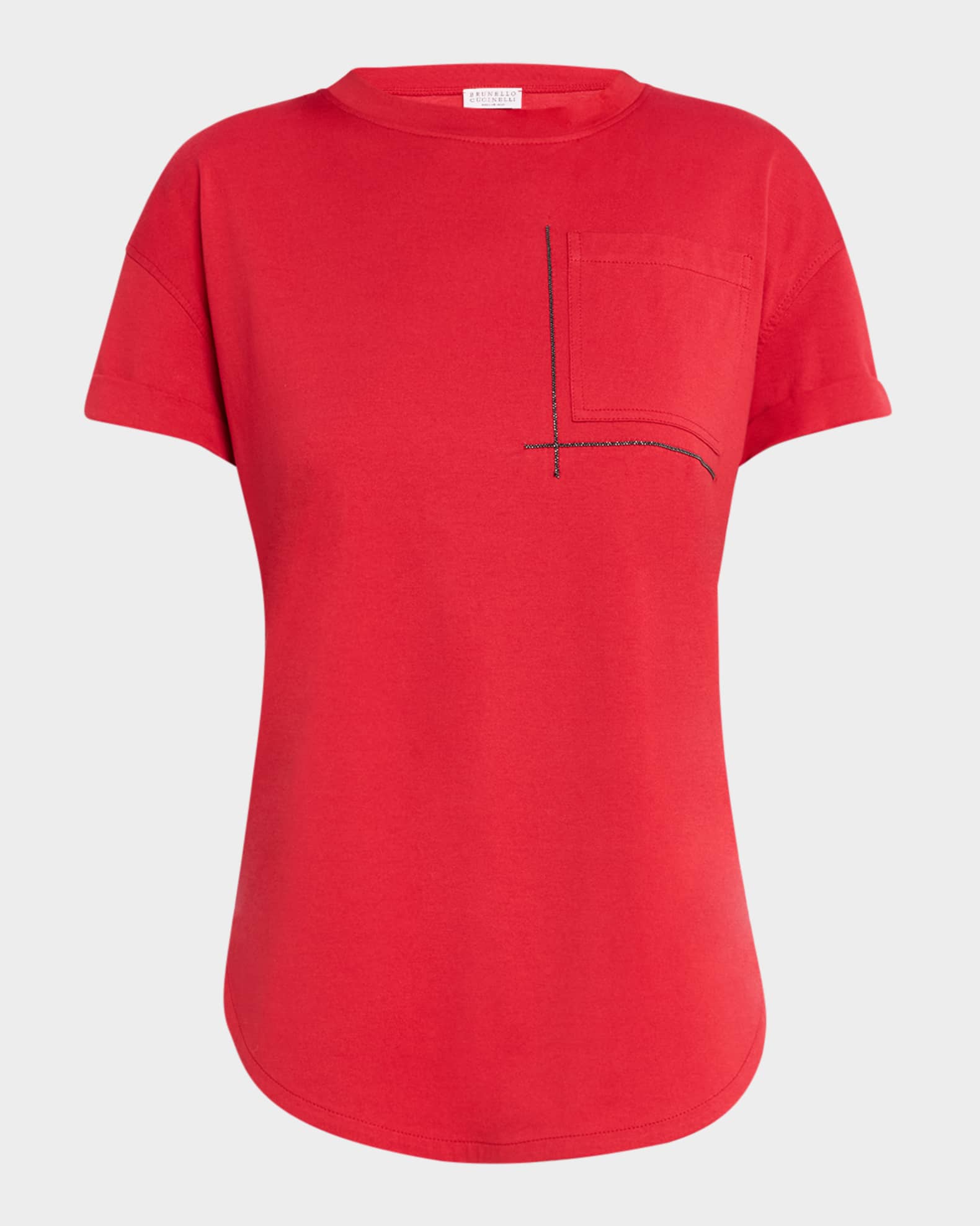 通販 Cucinelli Brunello Monili Jersey Cotton Short-Sleeve Pocket シャツ/ブラウス(長袖/七分)