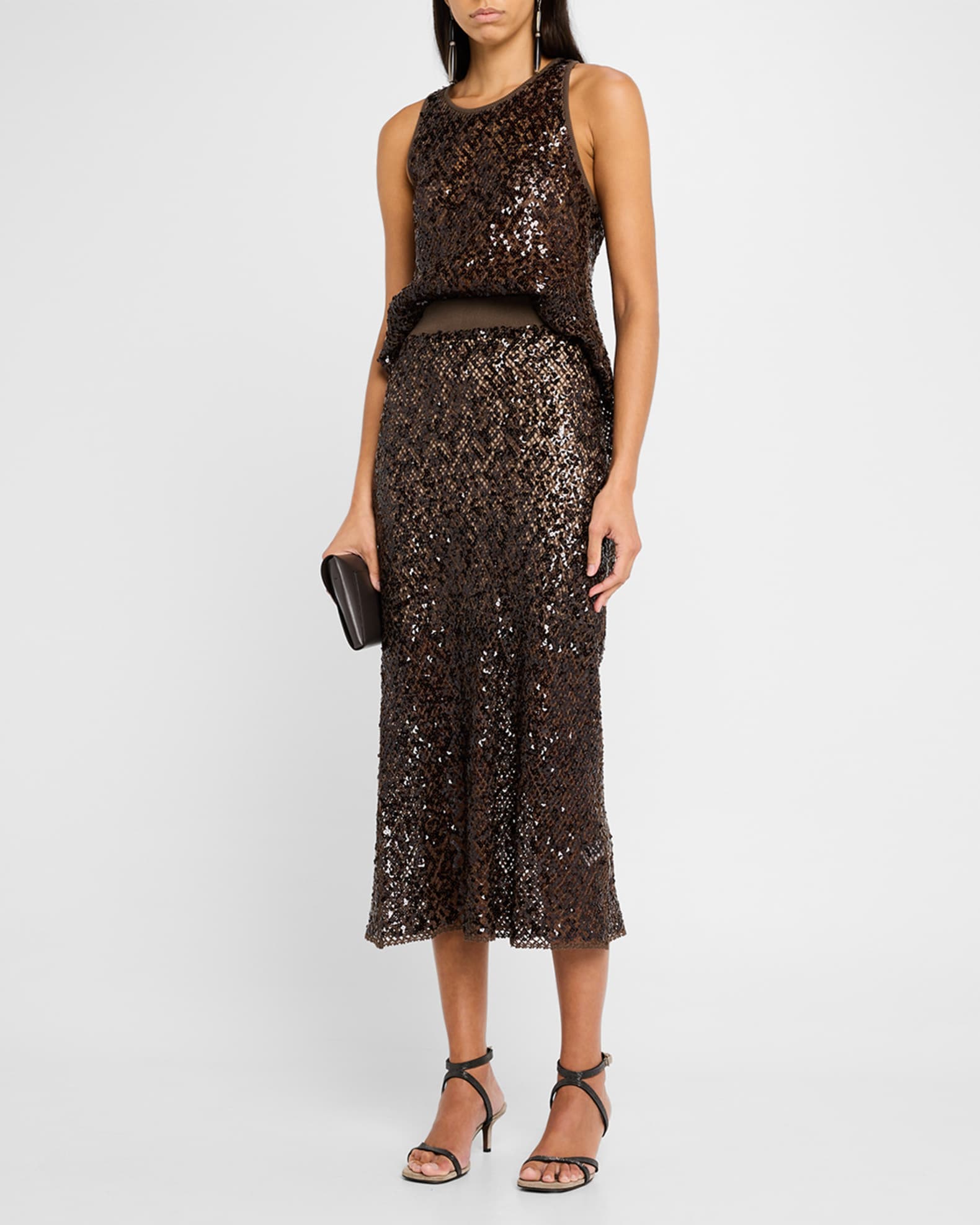 Paillette Net Knit Midi Skirt 1