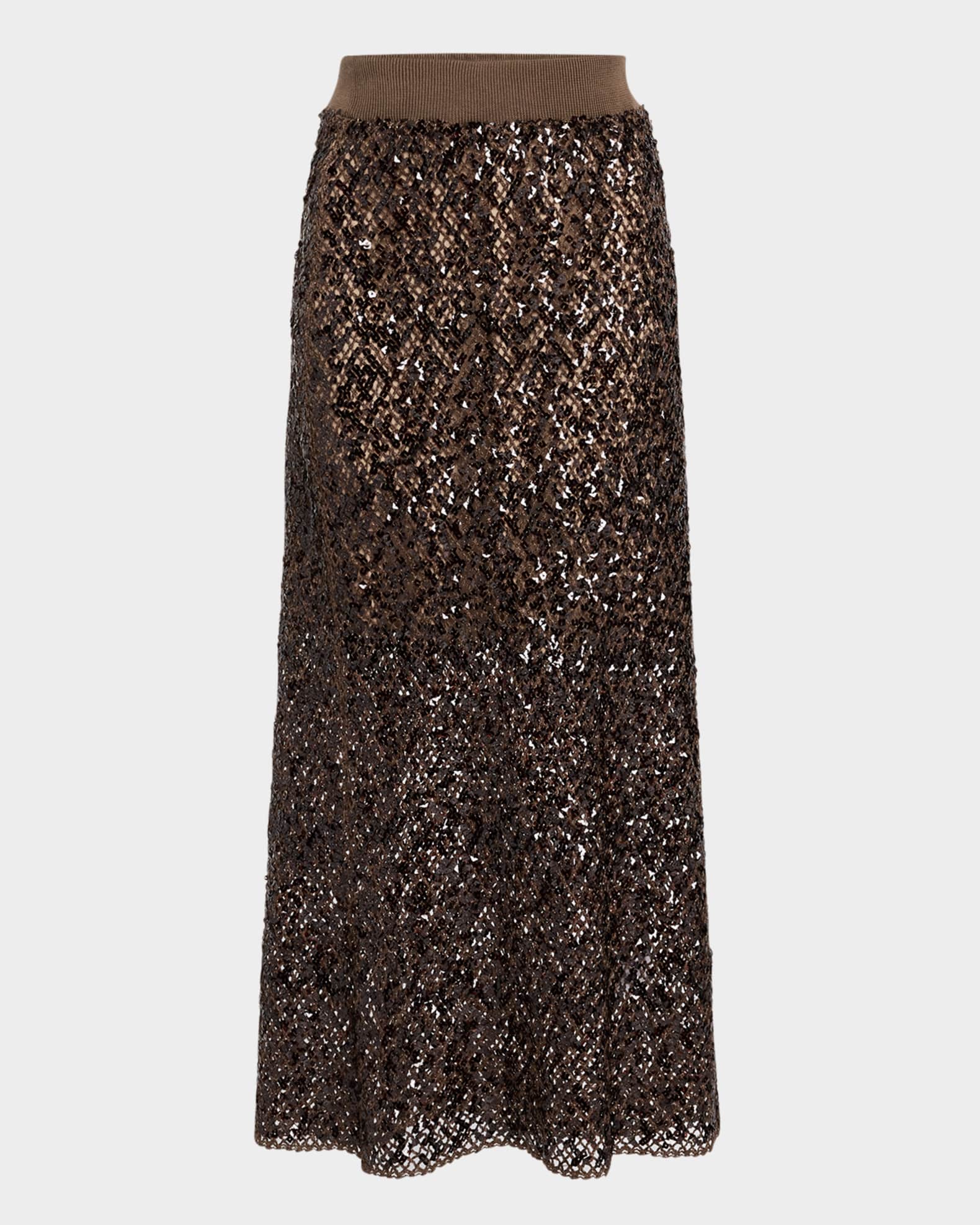 Paillette Net Knit Midi Skirt 0