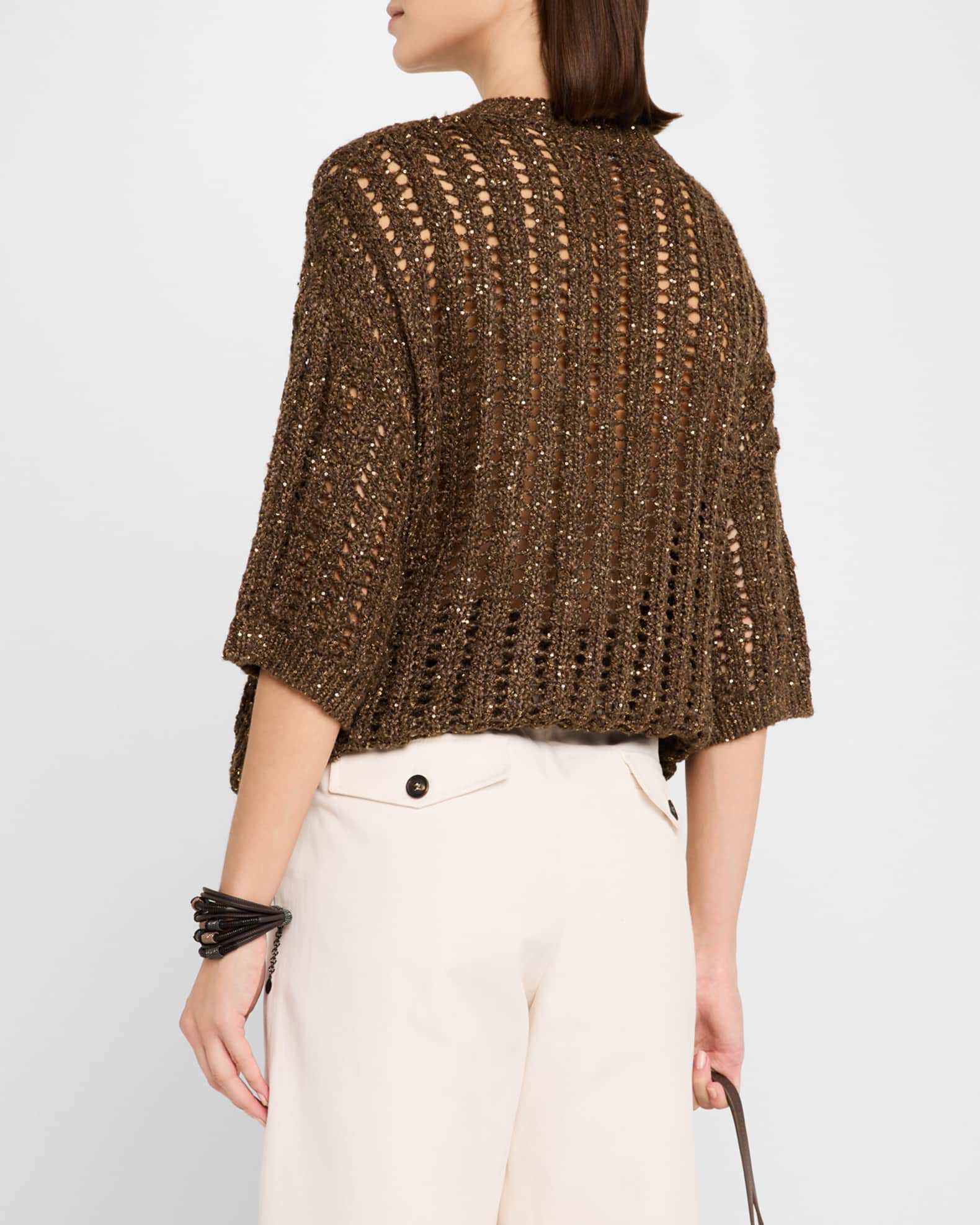 Brunello Cucinelli｜SHORT-SLEEVED V-NECK (M0T18BD222 C94 Brunello Cucinelli Women's V-Neck Short Sleeve Top | A.K. Rikk's