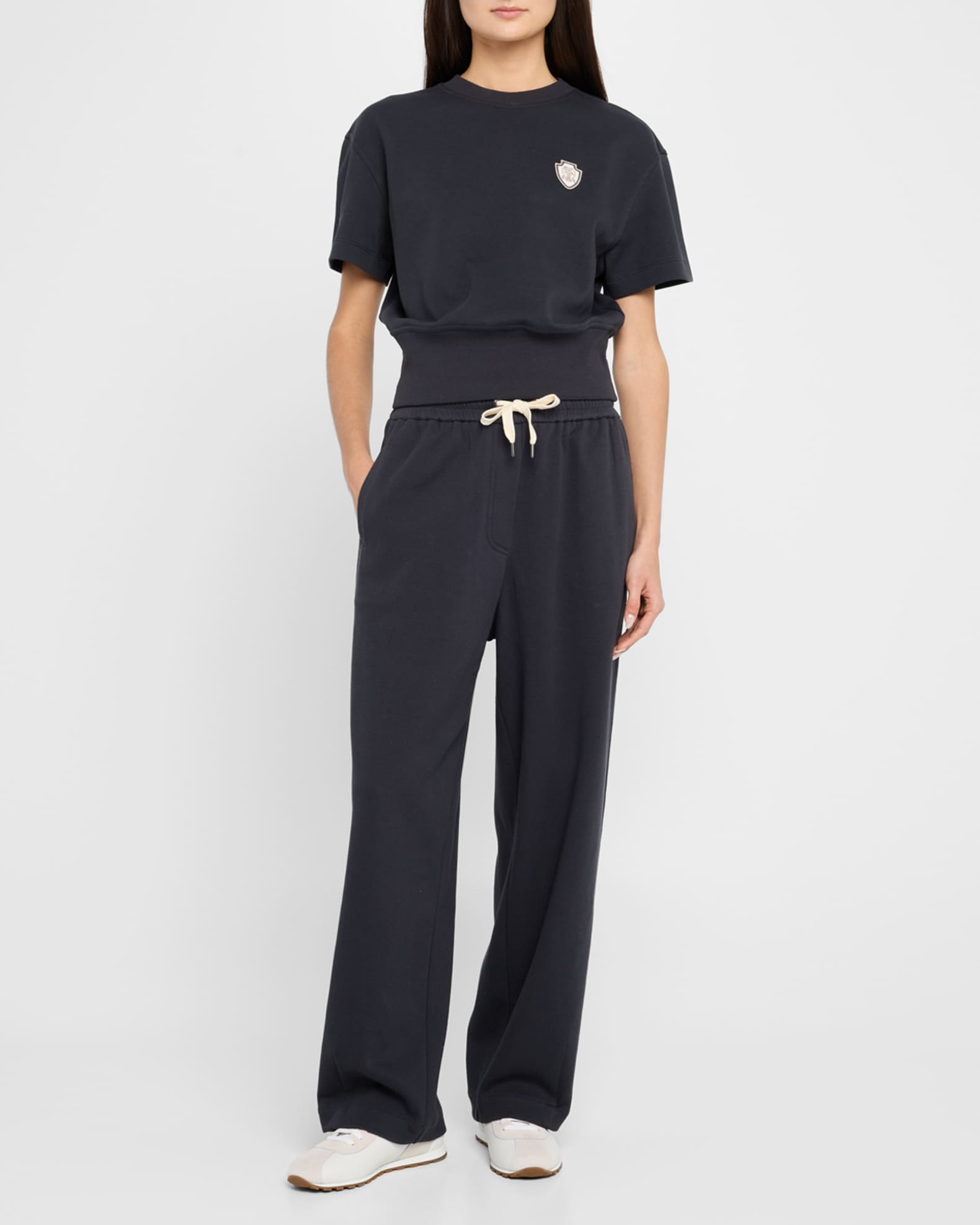 Piquet Fleece Wide-Leg Pull-On Tennis Pants 1