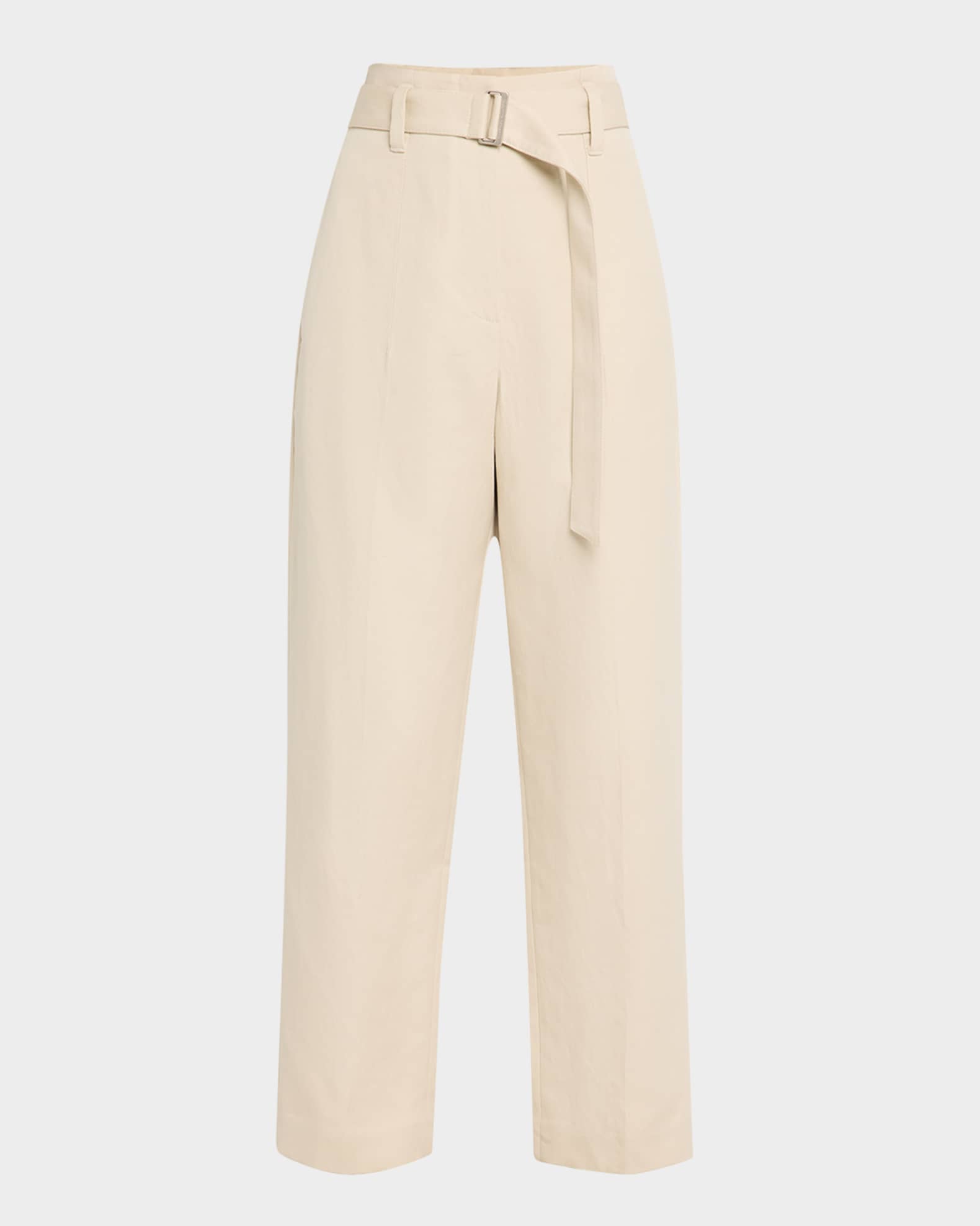 Brunello Cucinelli Cotton Gabardine Belted Straight-Leg