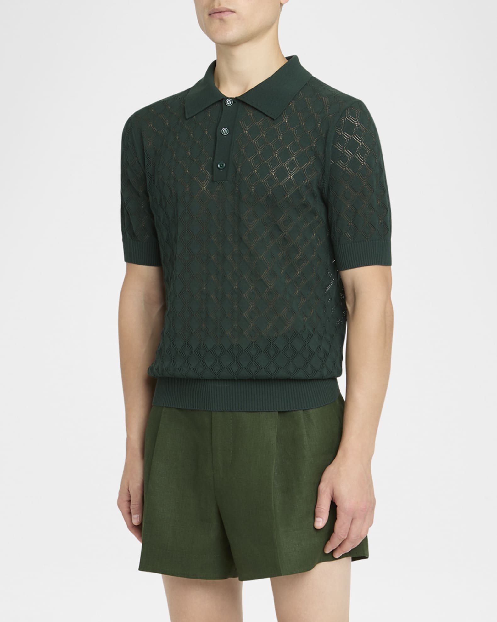 Dolce&Gabbana Men's Open Knit Polo Shirt | Neiman Marcus