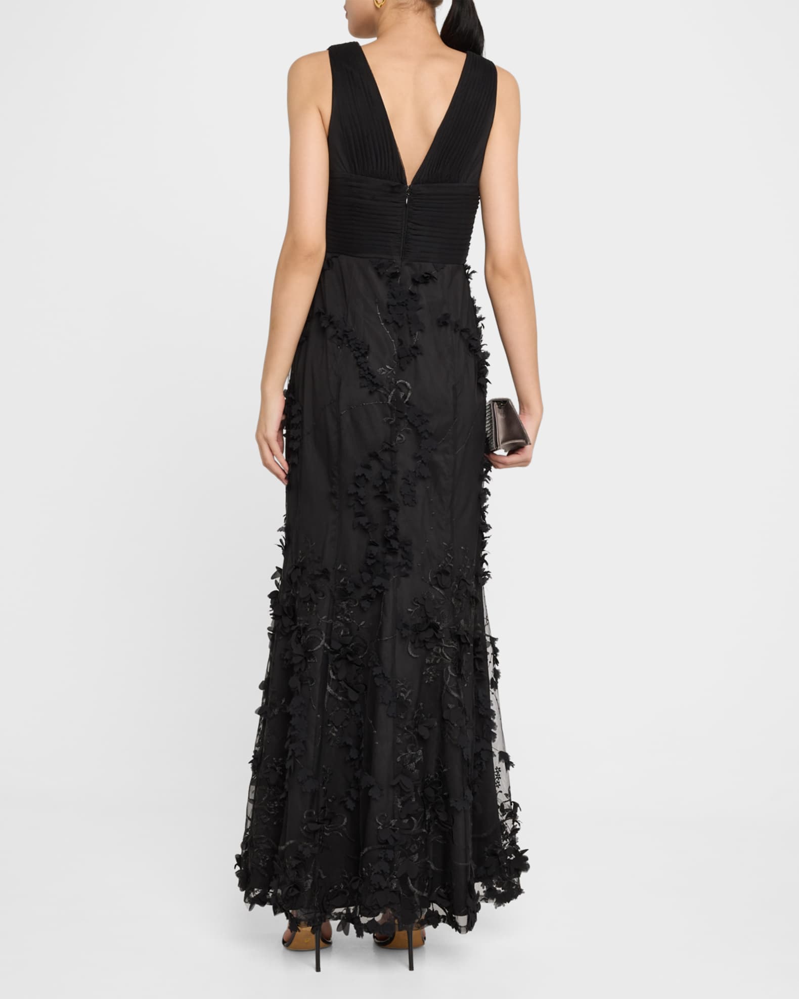 Embroidered Floral Applique Gown | Neiman Marcus
