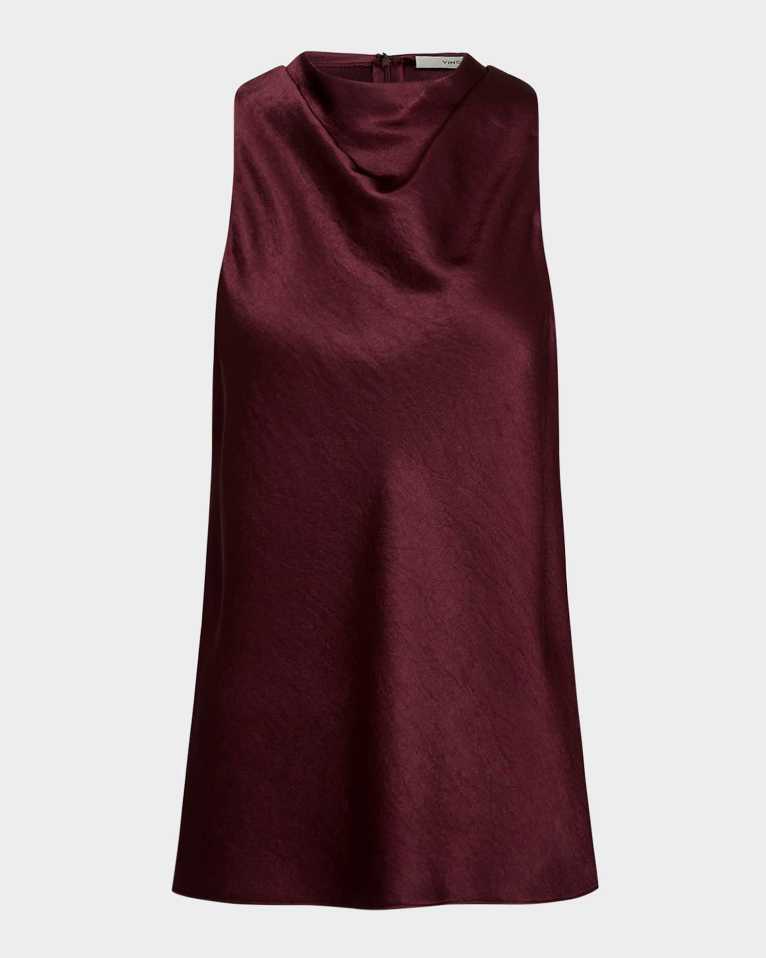 Cowl-Neck Bias Satin Top 0