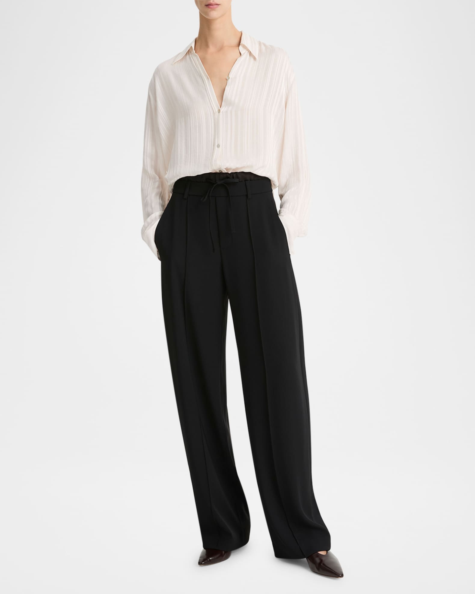 Sheer Striped Pintuck Blouse 1