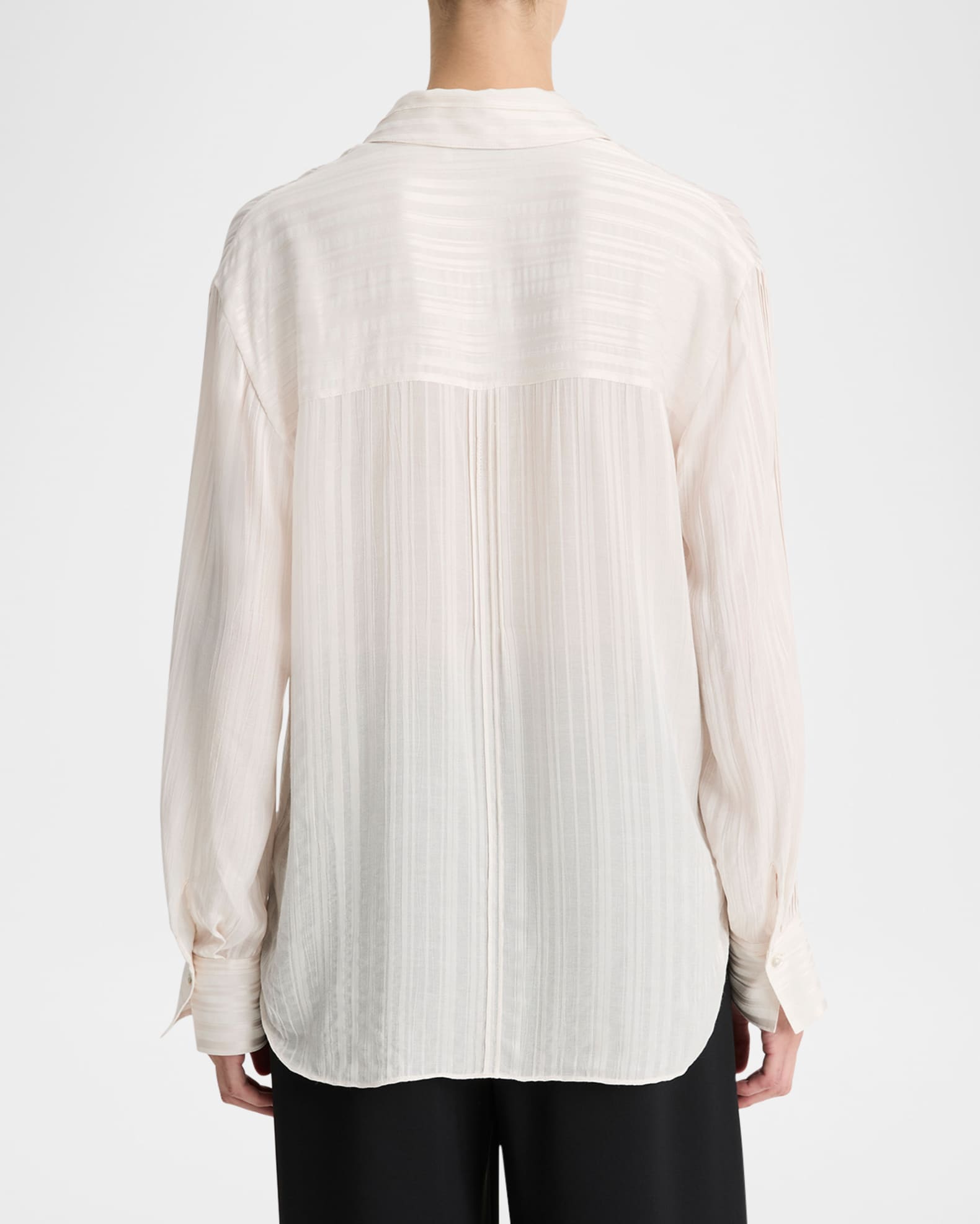 Sheer Striped Pintuck Blouse