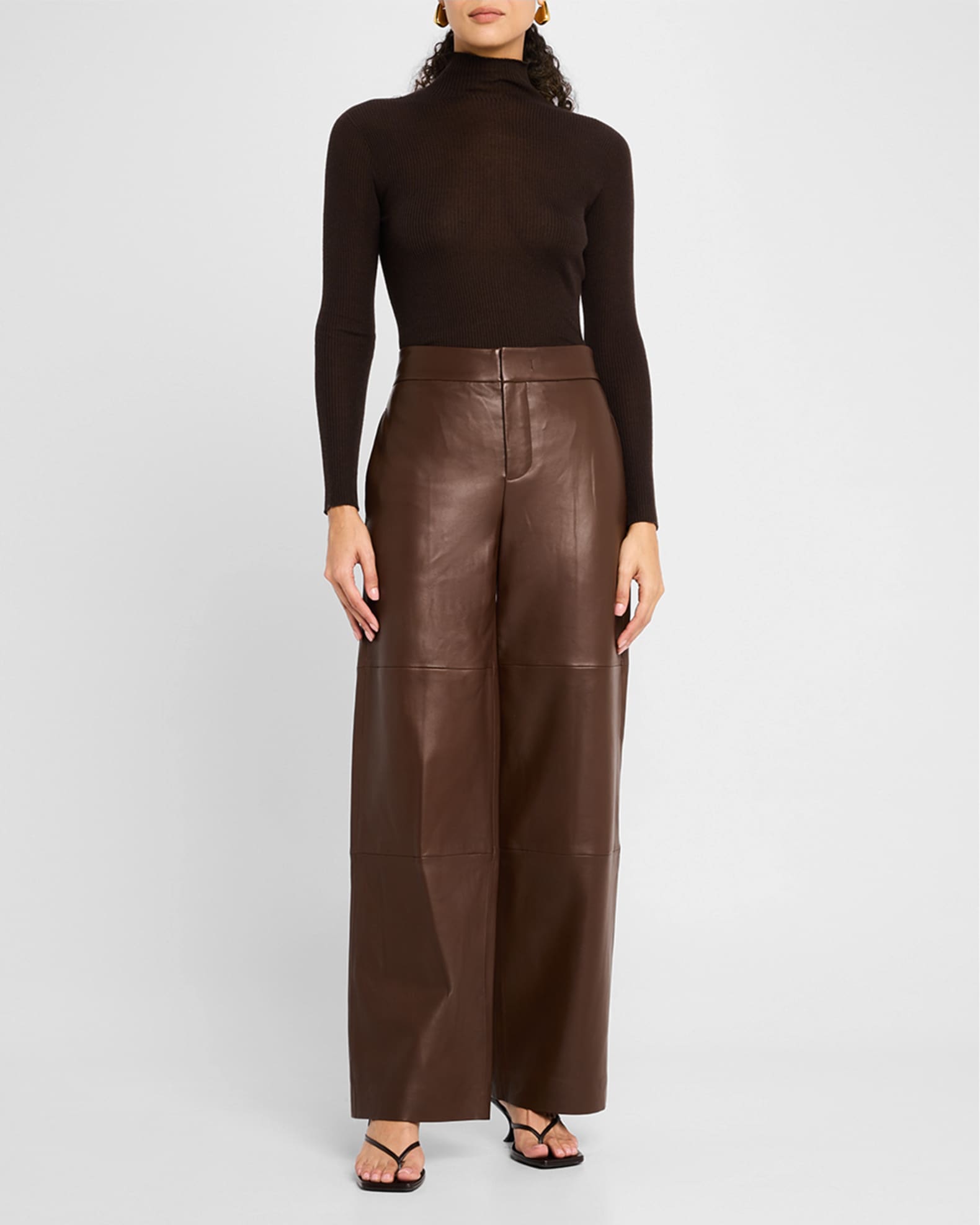 Wide-Leg Leather Utility Pants 1