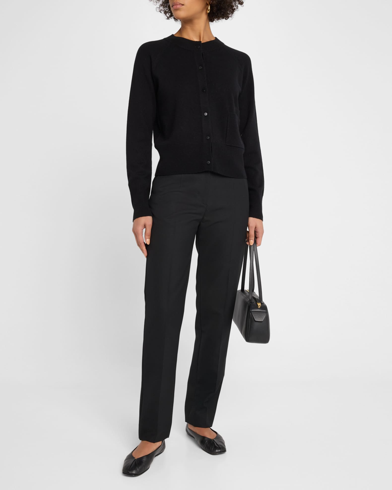 Velvet Trim Wool-Cashmere Cardigan  1