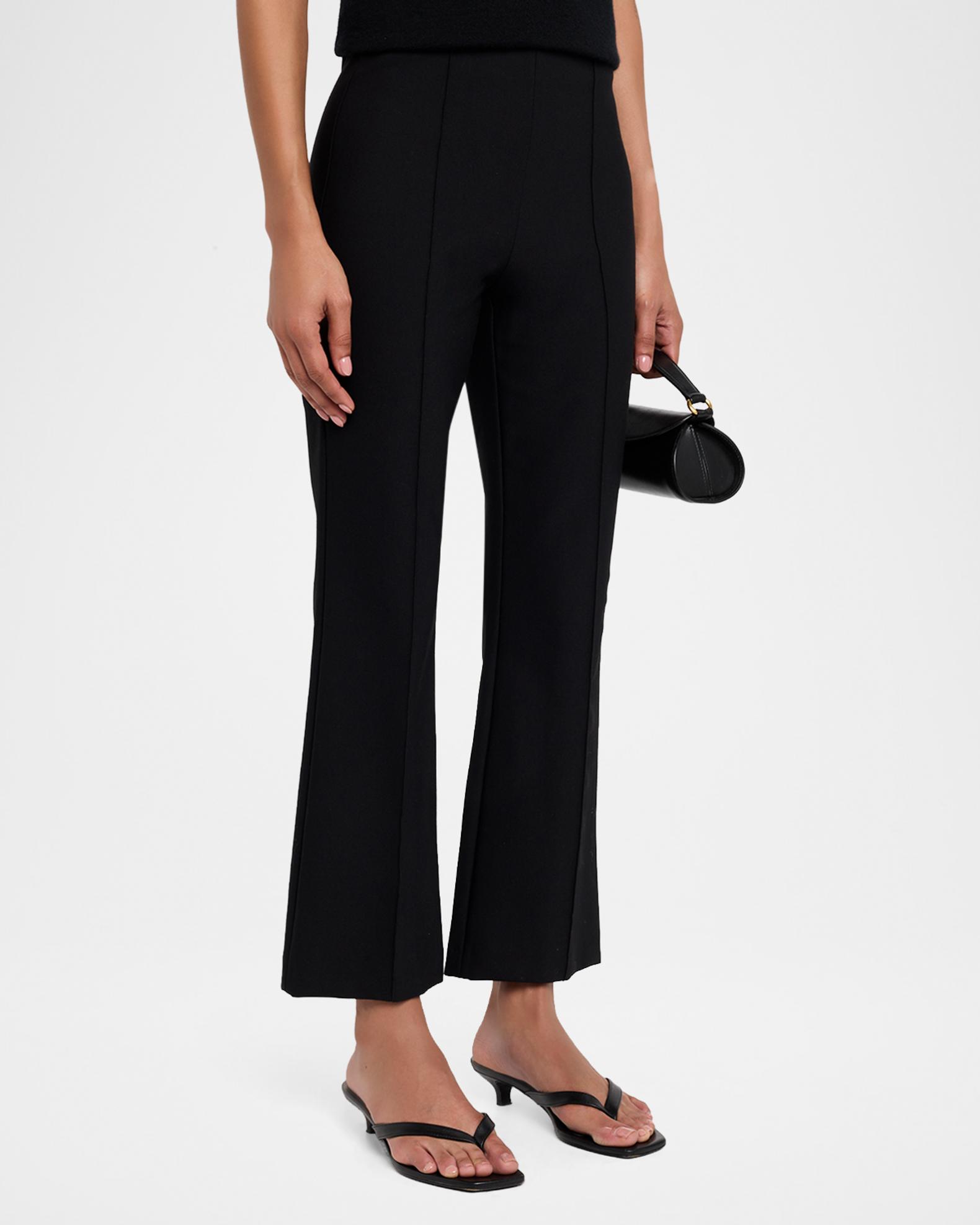 Vince Cropped Flare-Leg Pintuck Pants | Neiman Marcus