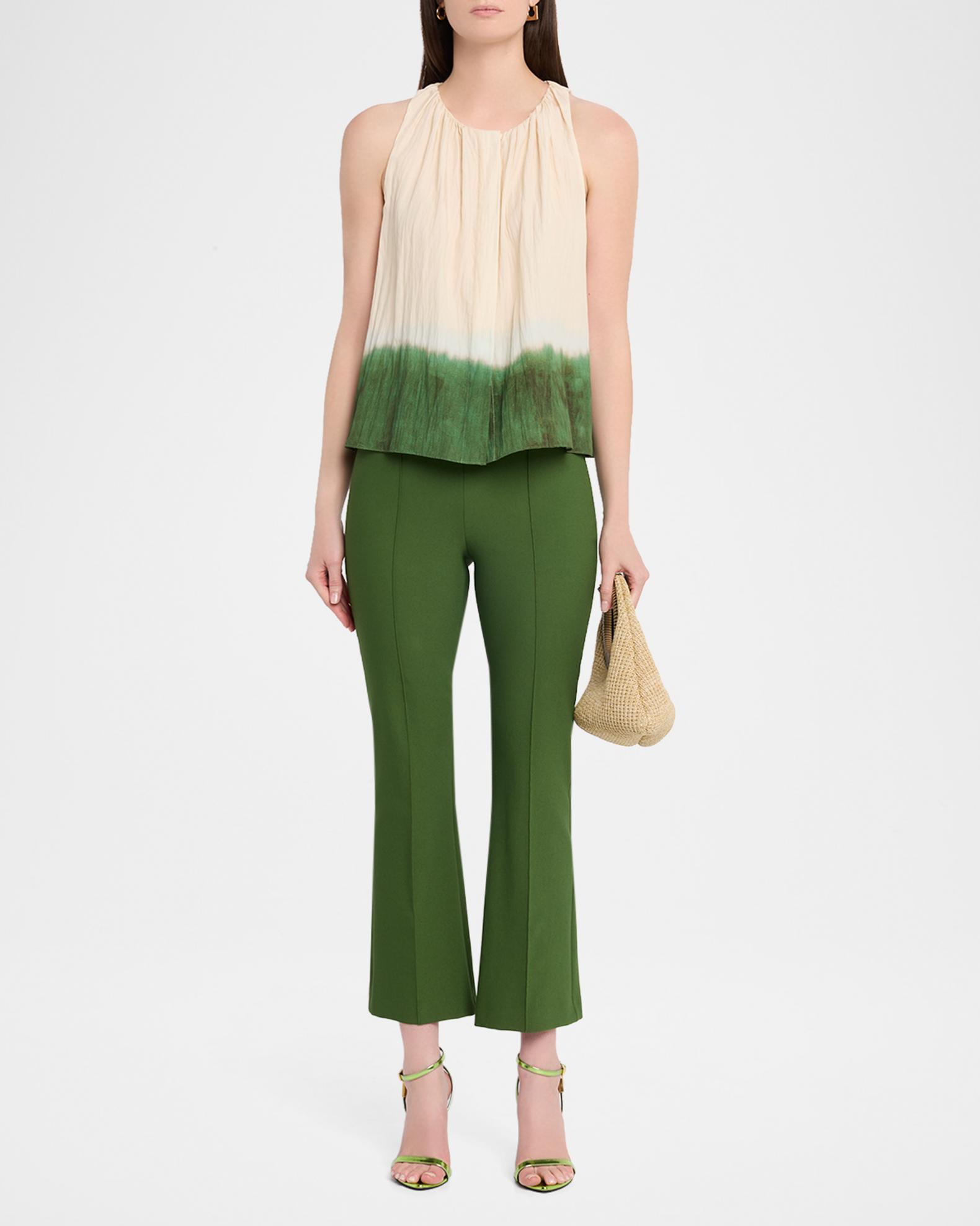 Cropped Flare-Leg Pintuck Pants | Neiman Marcus