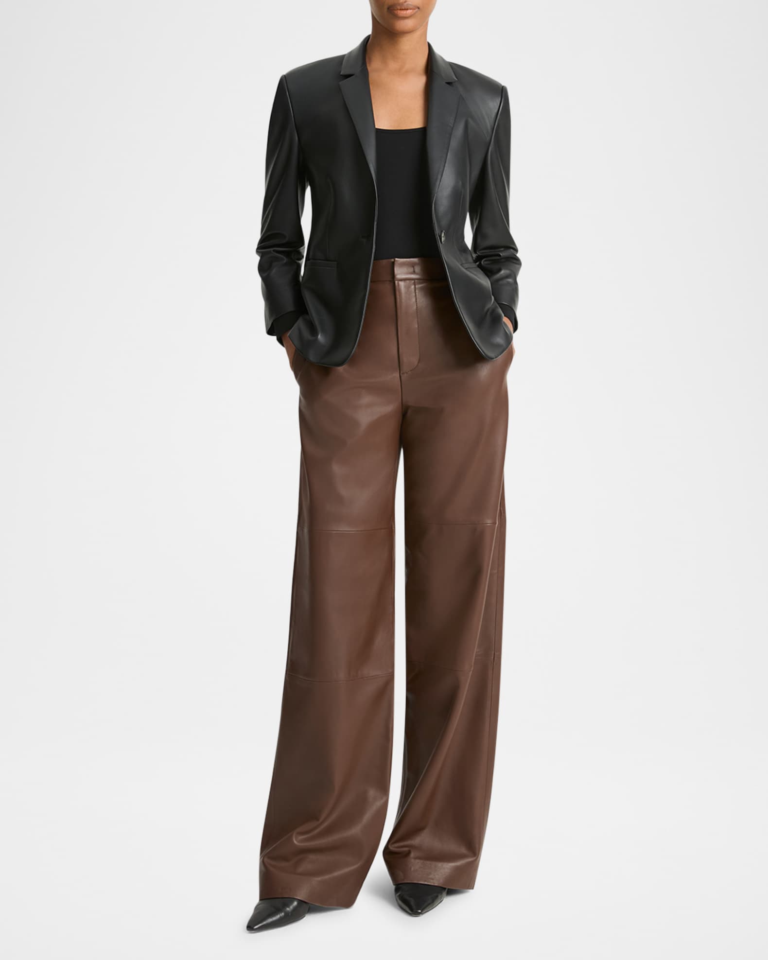 Shrunken Leather Blazer 1