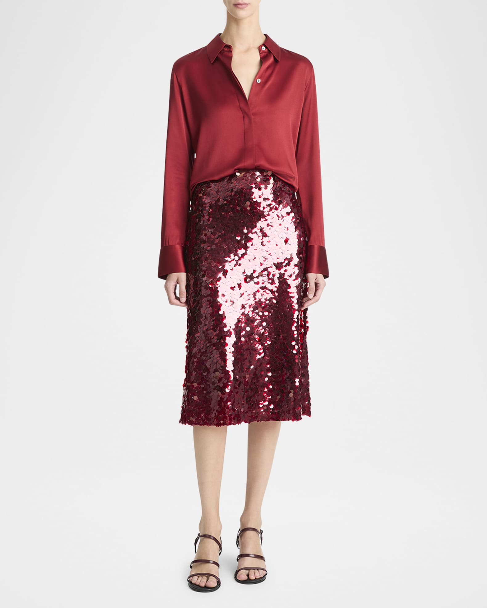 Slim-Fit Silk Satin Shirt 1