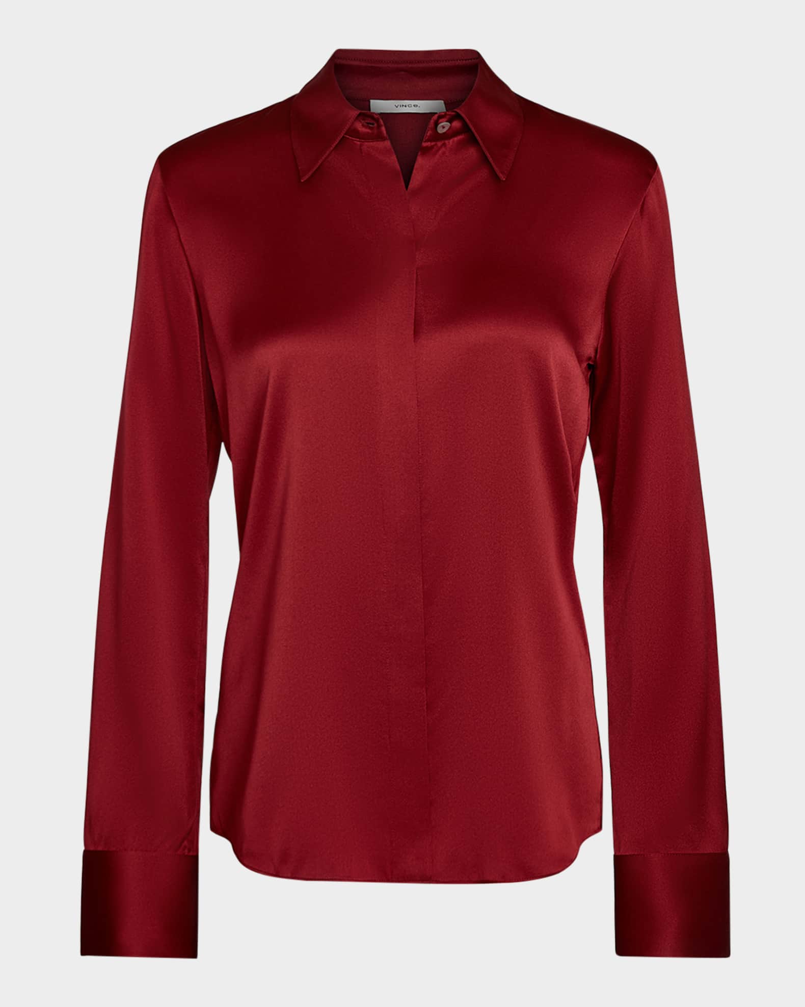Slim-Fit Silk Satin Shirt 0