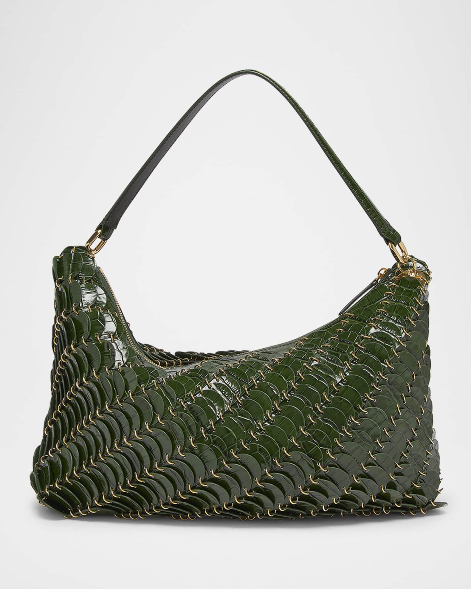 Sac a Main Disc Croc-Embossed Leather Shoulder Bag 0