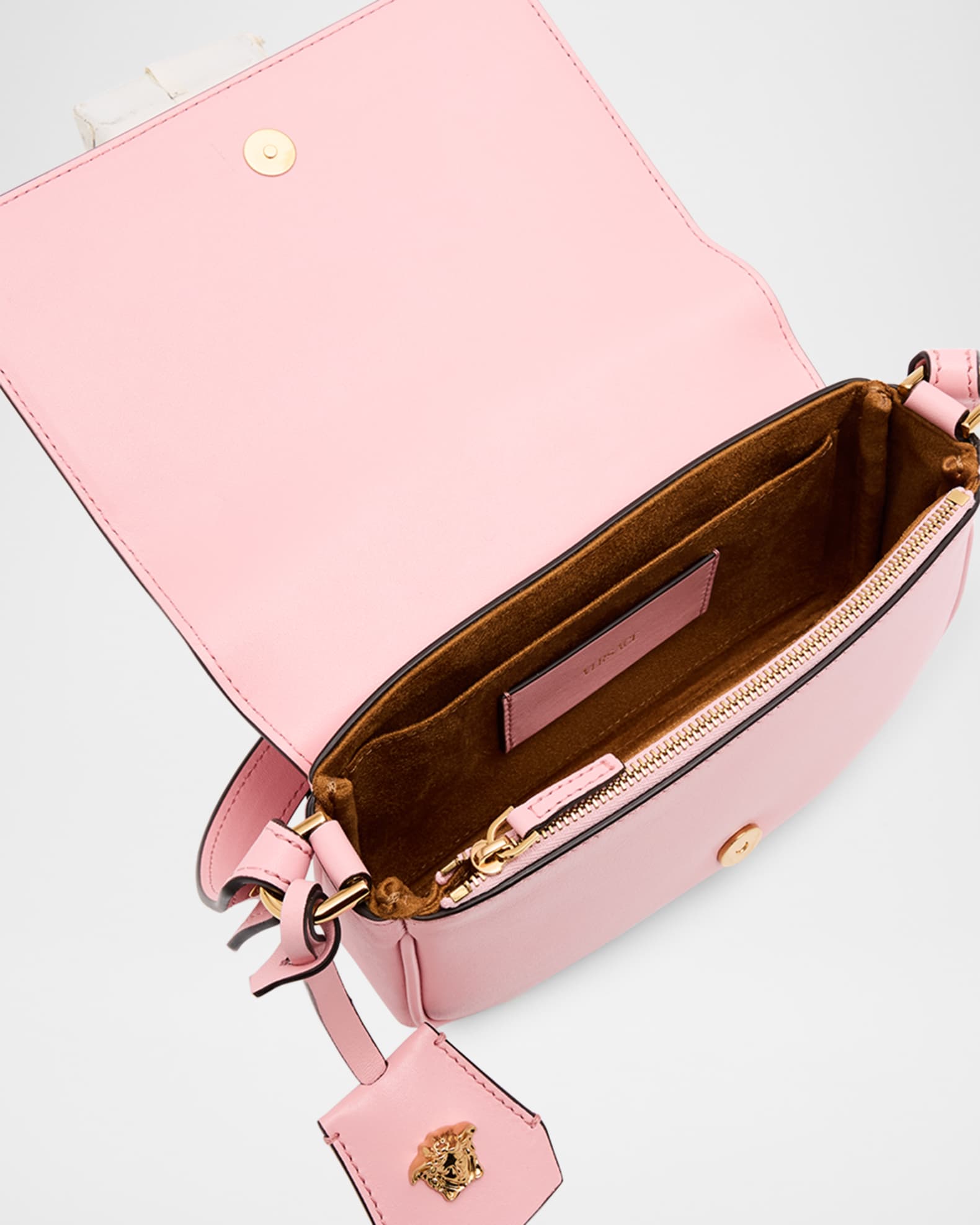 Versace Versace Tag Mini Flap Leather Shoulder Bag | Neiman