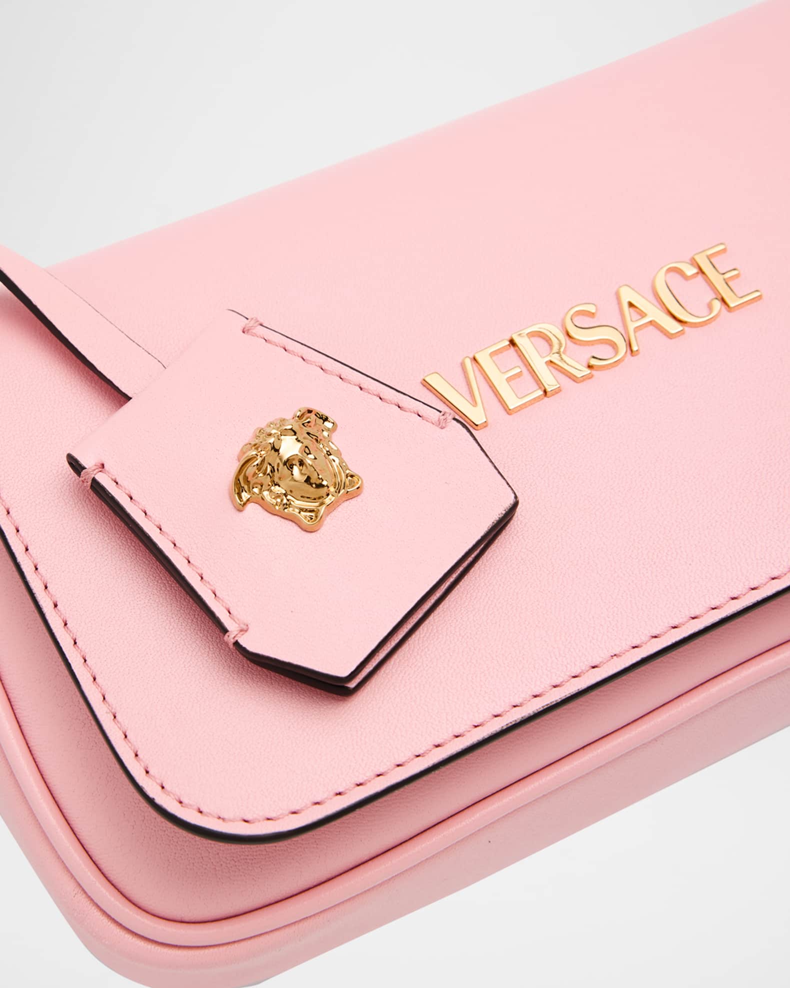 Versace Tag Mini Flap Leather Shoulder Bag | Neiman Marcus