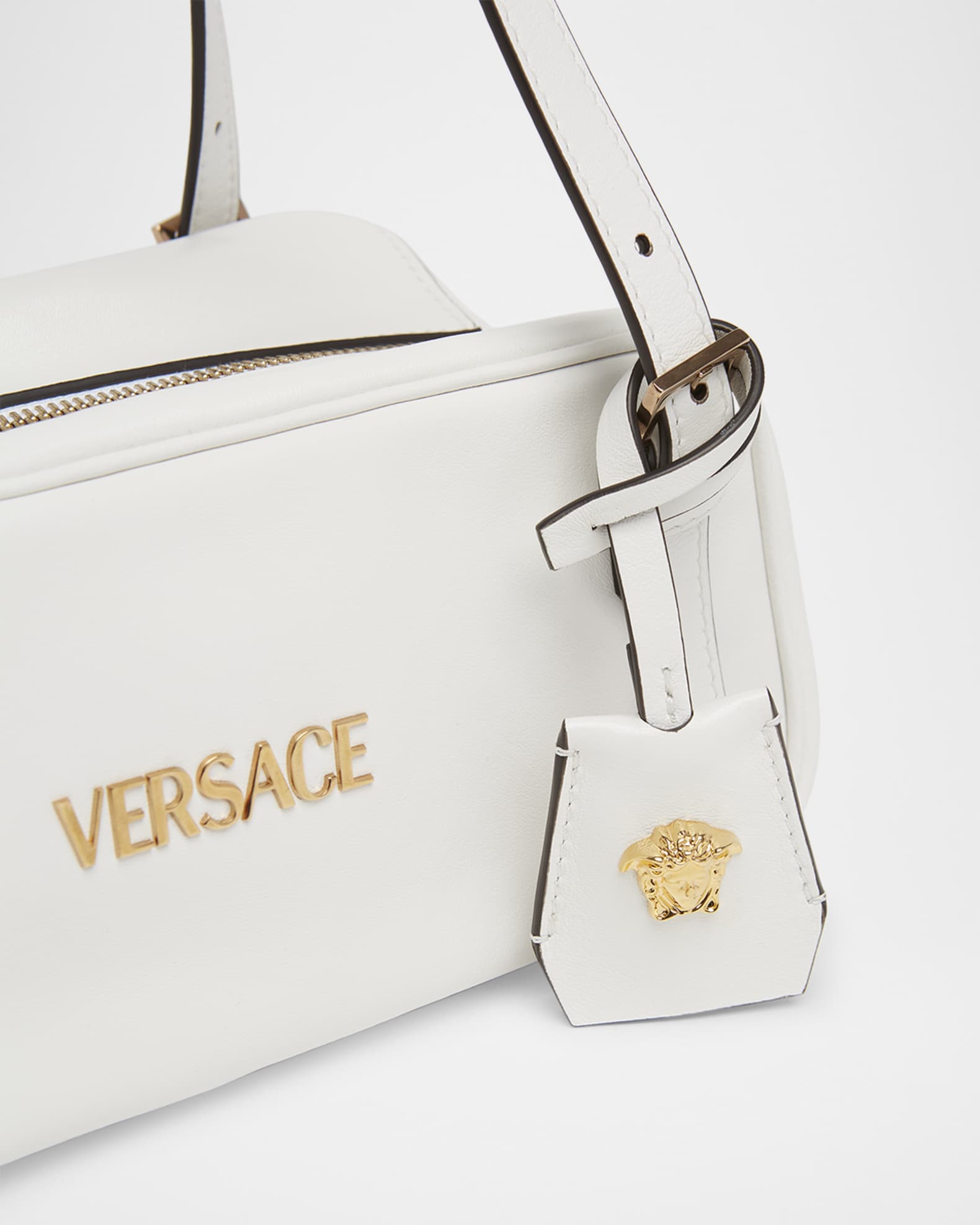 Versace Versace Tag Zip Leather Shoulder Bag | Neiman Marcus Versace Versace Tag Zip Leather Shoulder Bag | Neiman Marcus