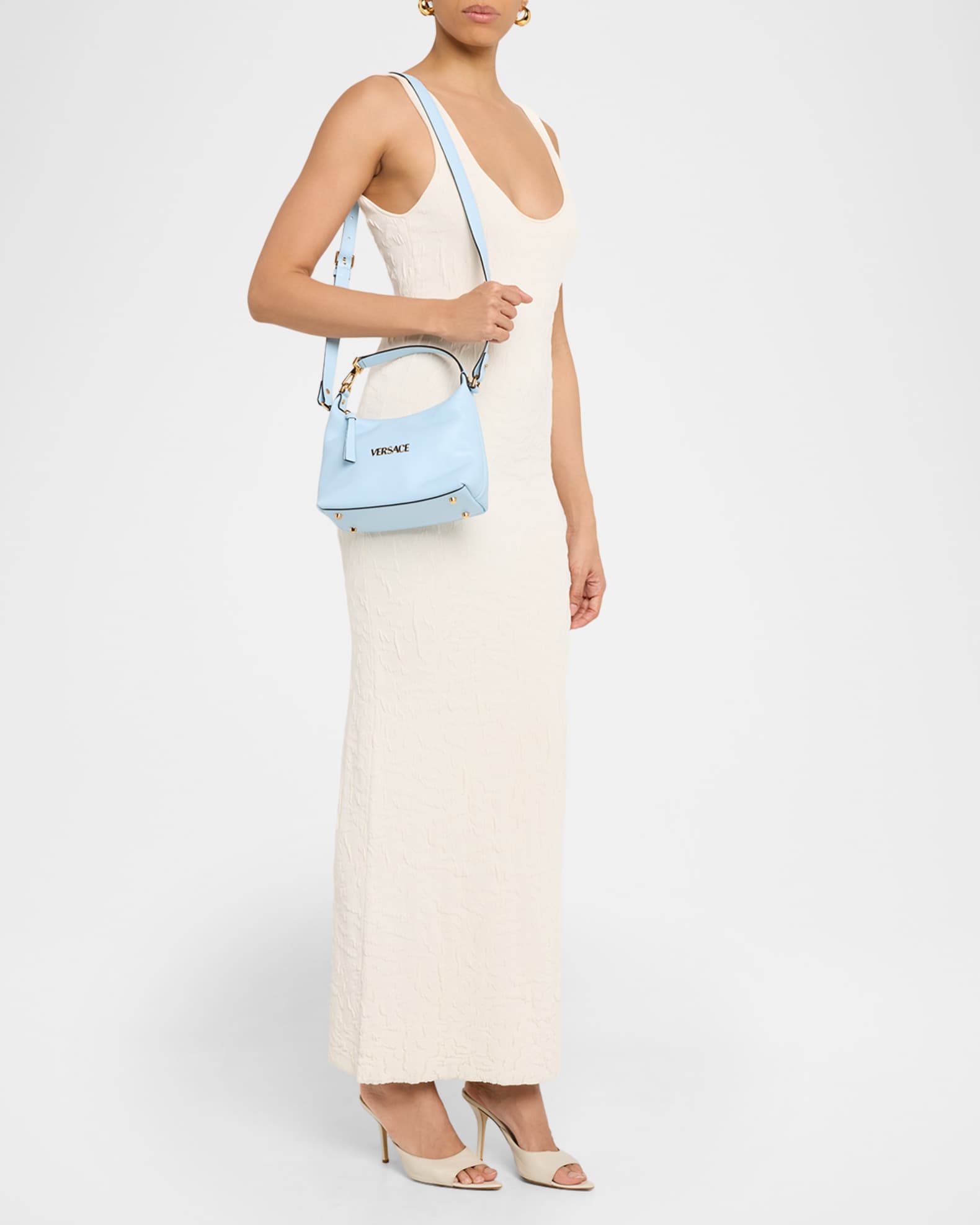 Versace Versace Tag Zip Leather Crossbody Bag | Neiman Marcus