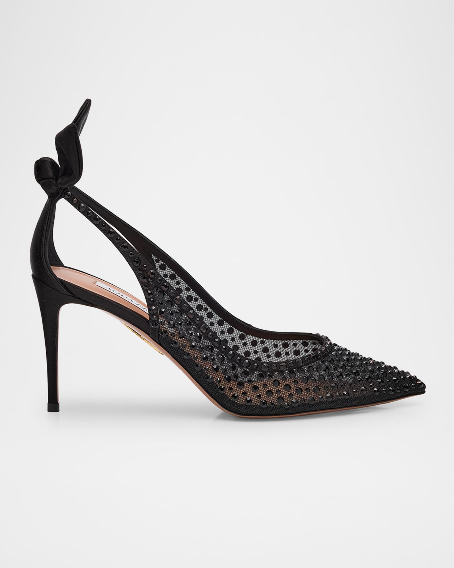 Crystal Satin Mesh Bow Pumps 0