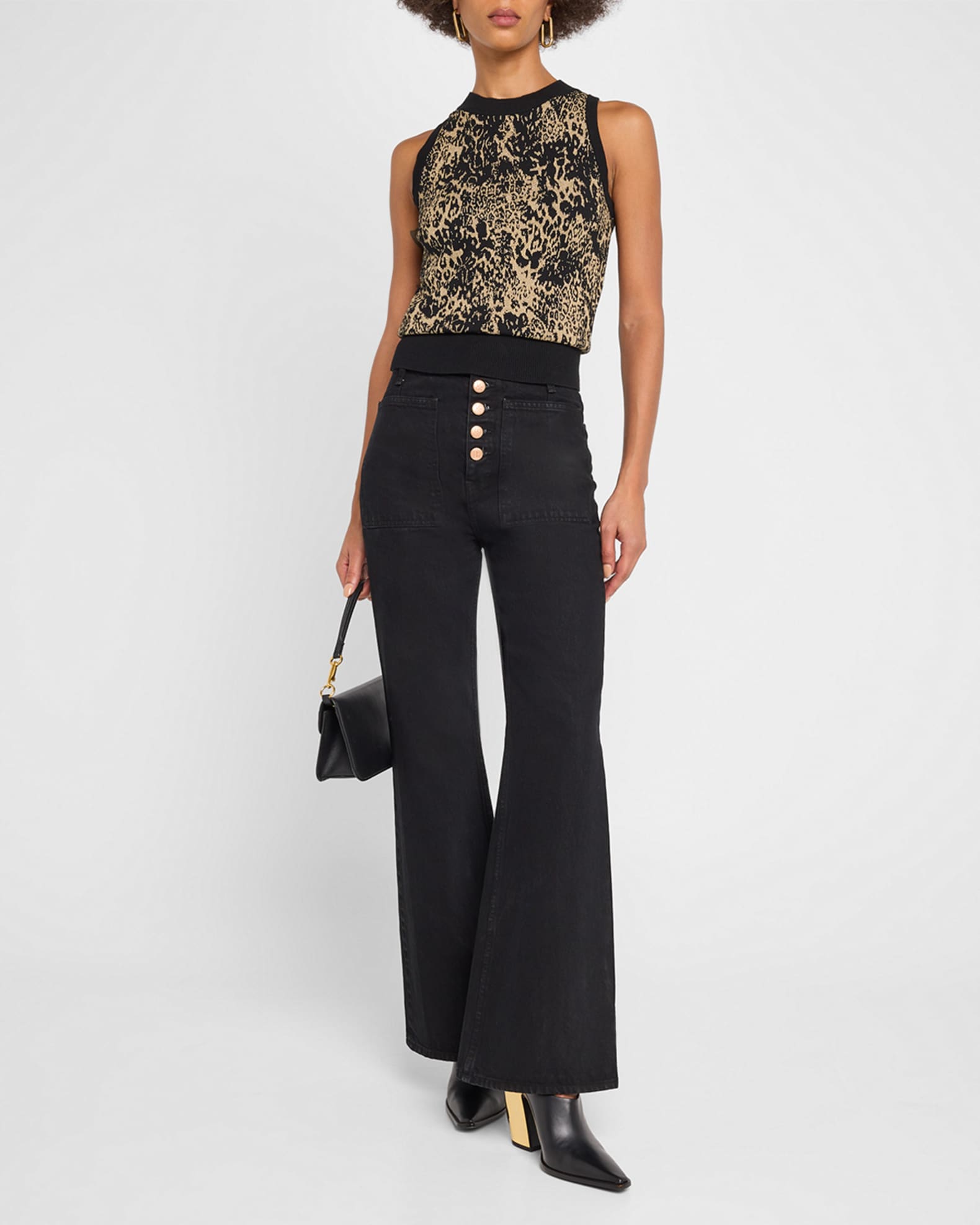 Yasmine Sleeveless Metallic Leopard Top 1