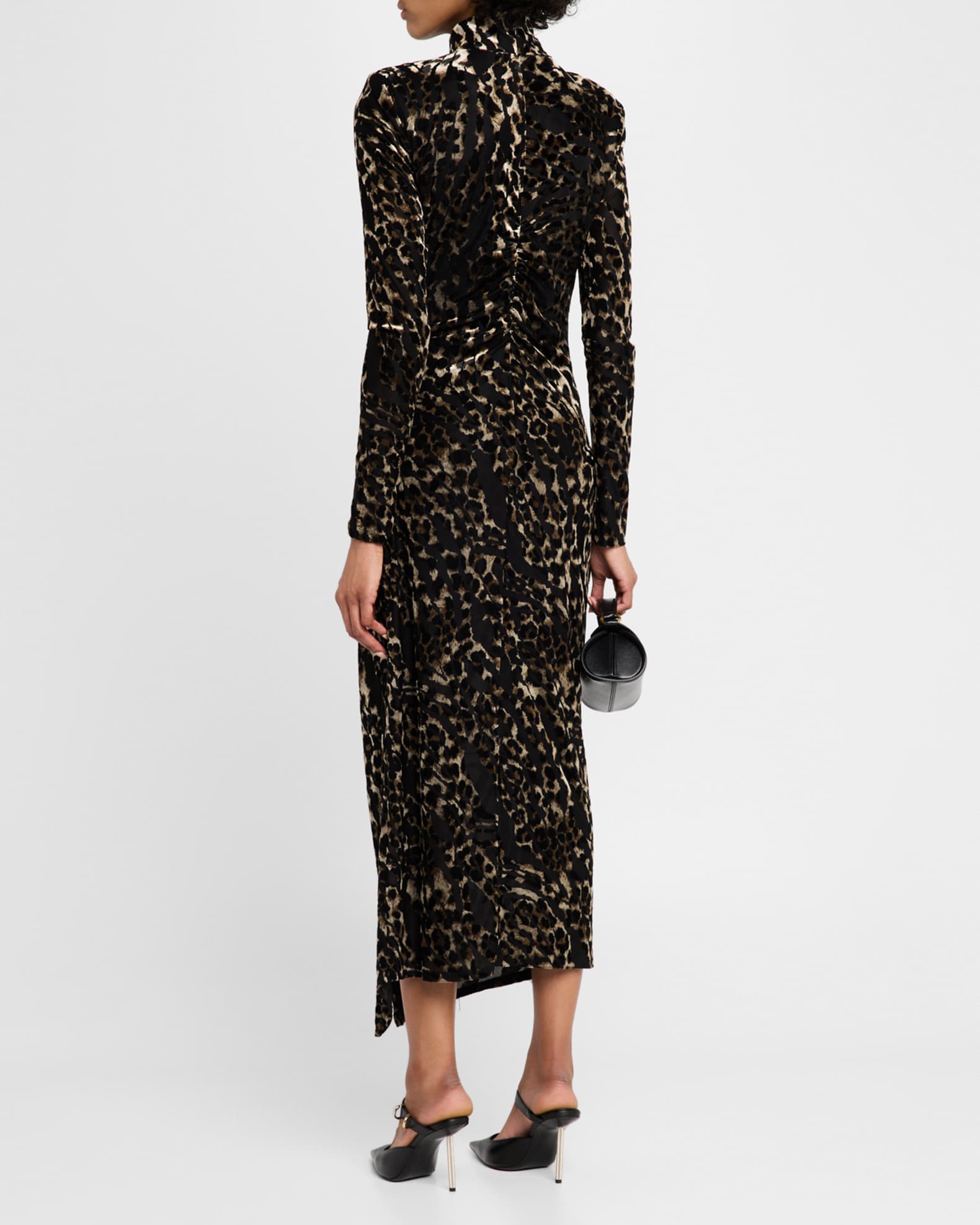 Eveline Leopard Mock Neck Midi Dress