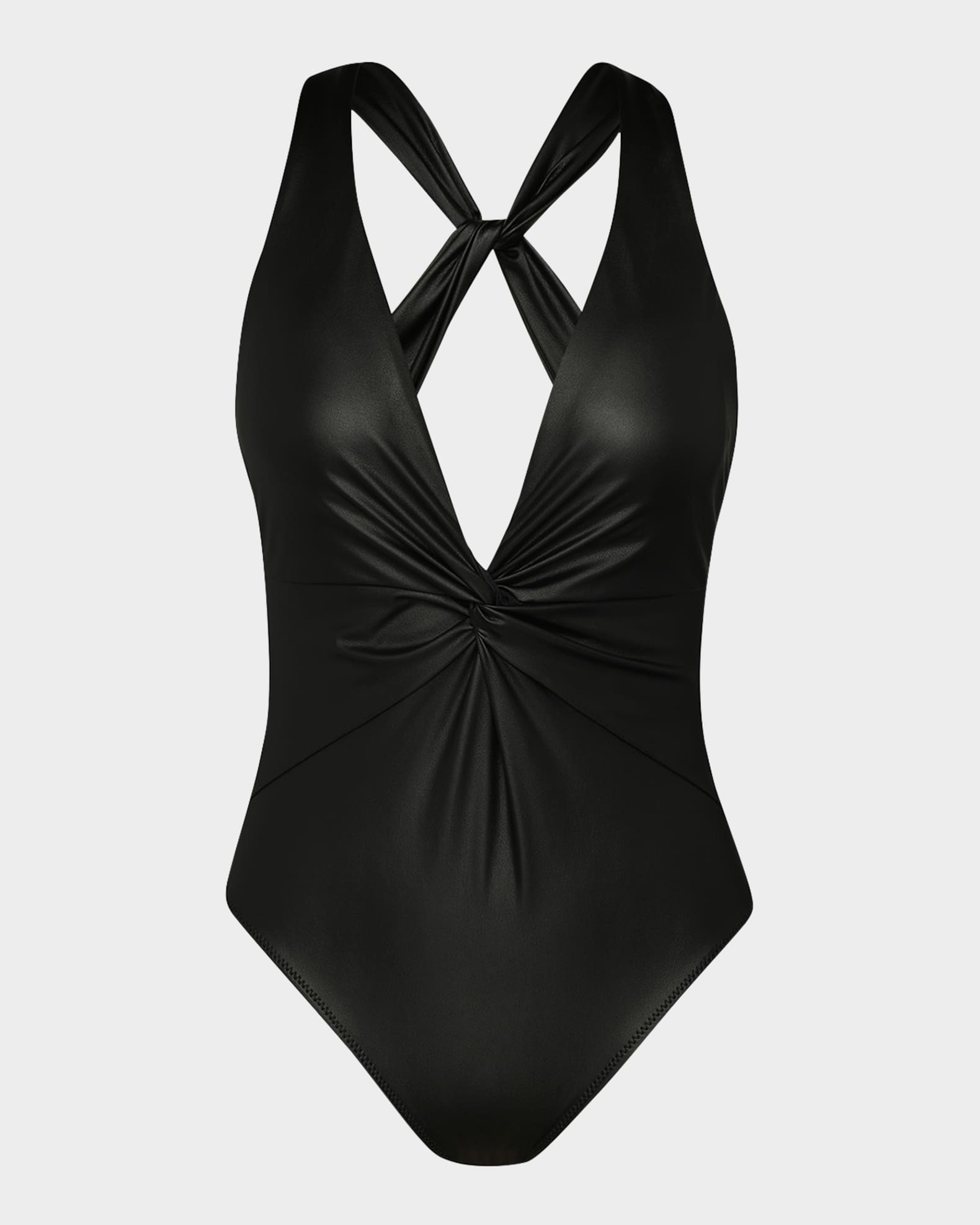 Black leather one piece swimsuit discount