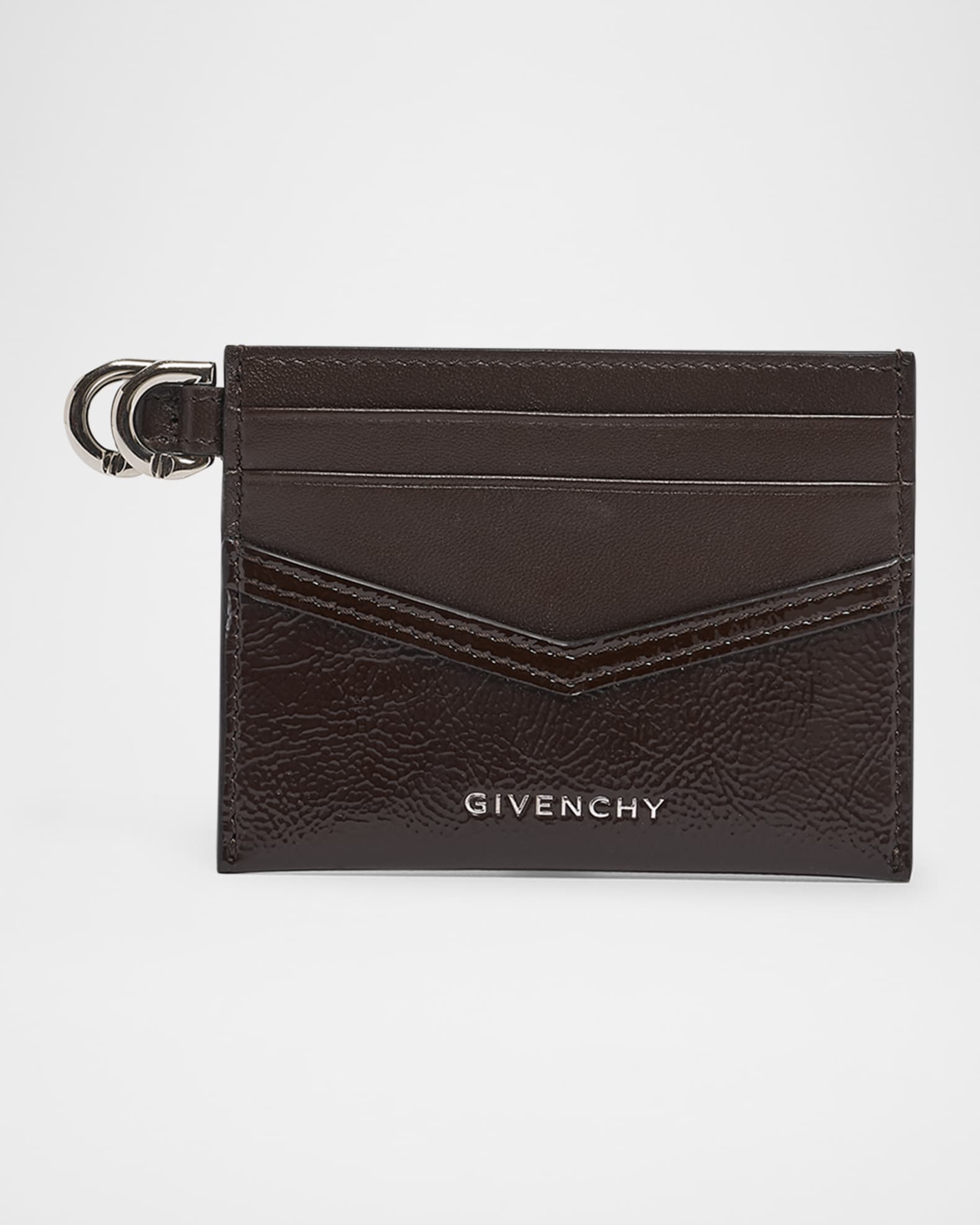 Voyou Card Holder in Shiny Crinkled Leather 0