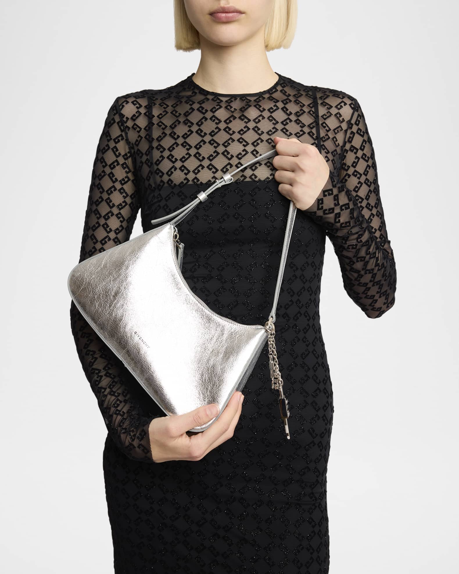 Lucky Small Lock Shoulder Bag in Metallic Leather 1