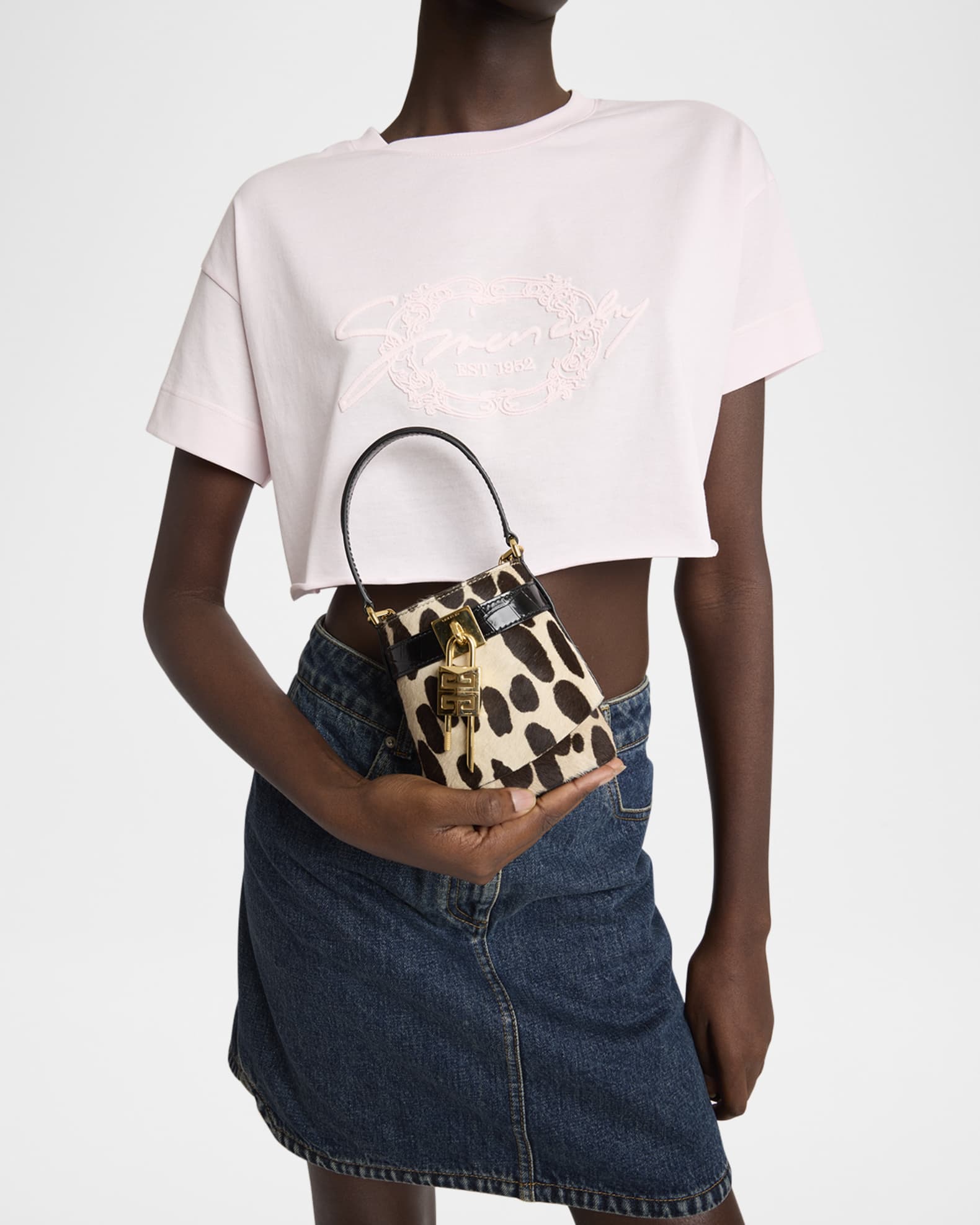 Shark Micro Lock Bucket Bag in Leopard Calf Hair  1