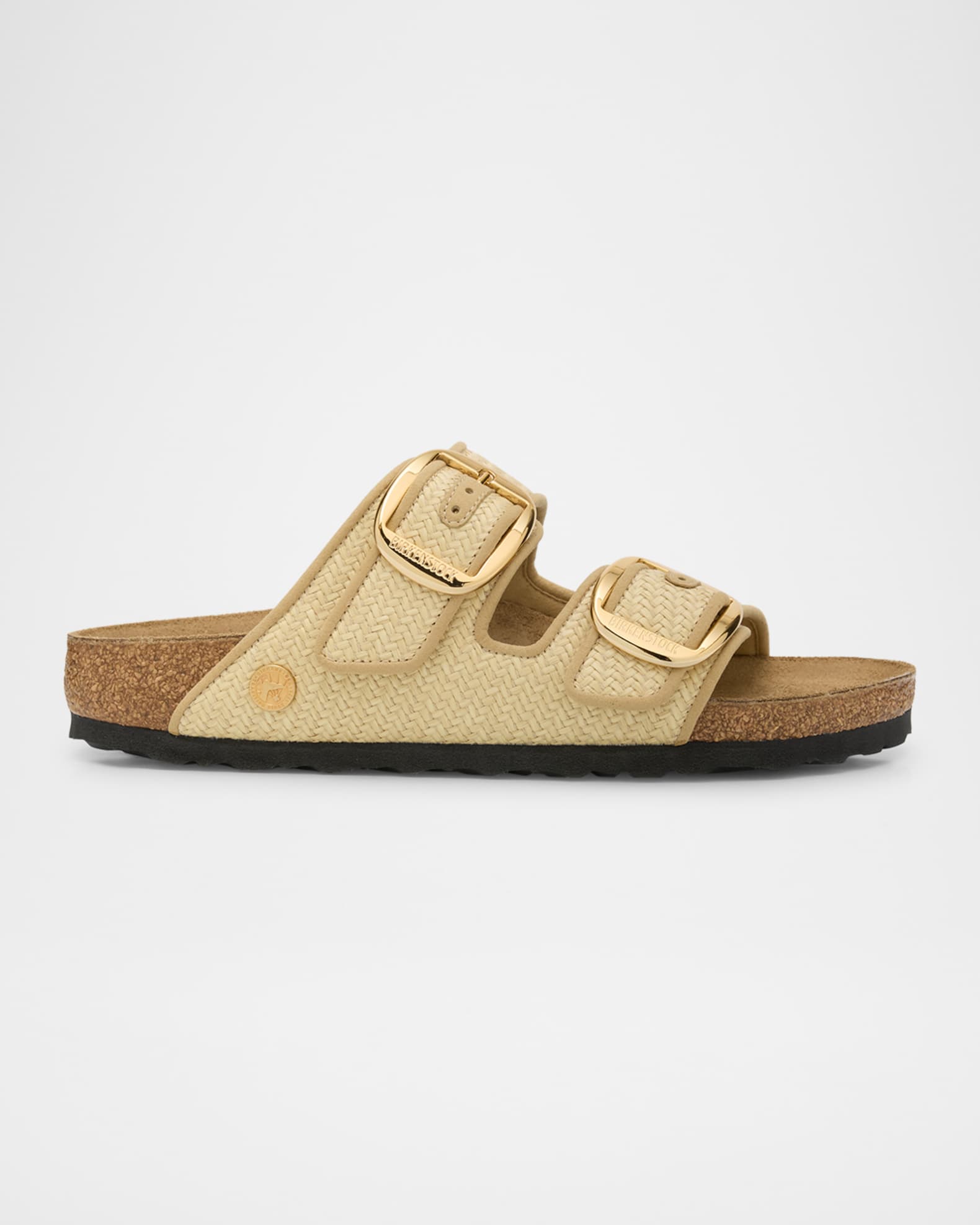 Arizona Raffia Dual Buckle Slide Sandals