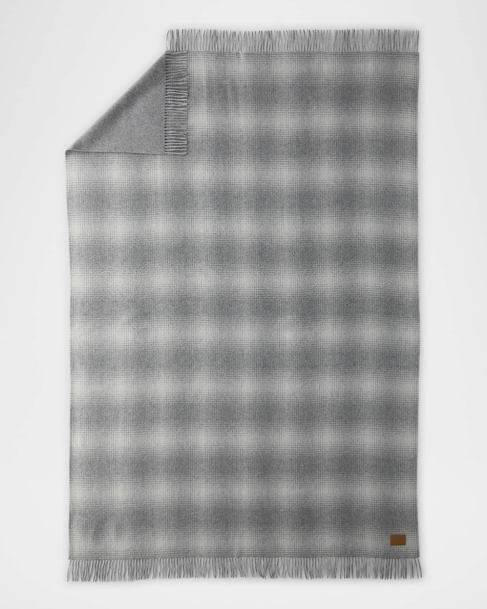 Vince Cashmere Shadow Plaid Throw Blanket 50 x 70 Neiman Marcus