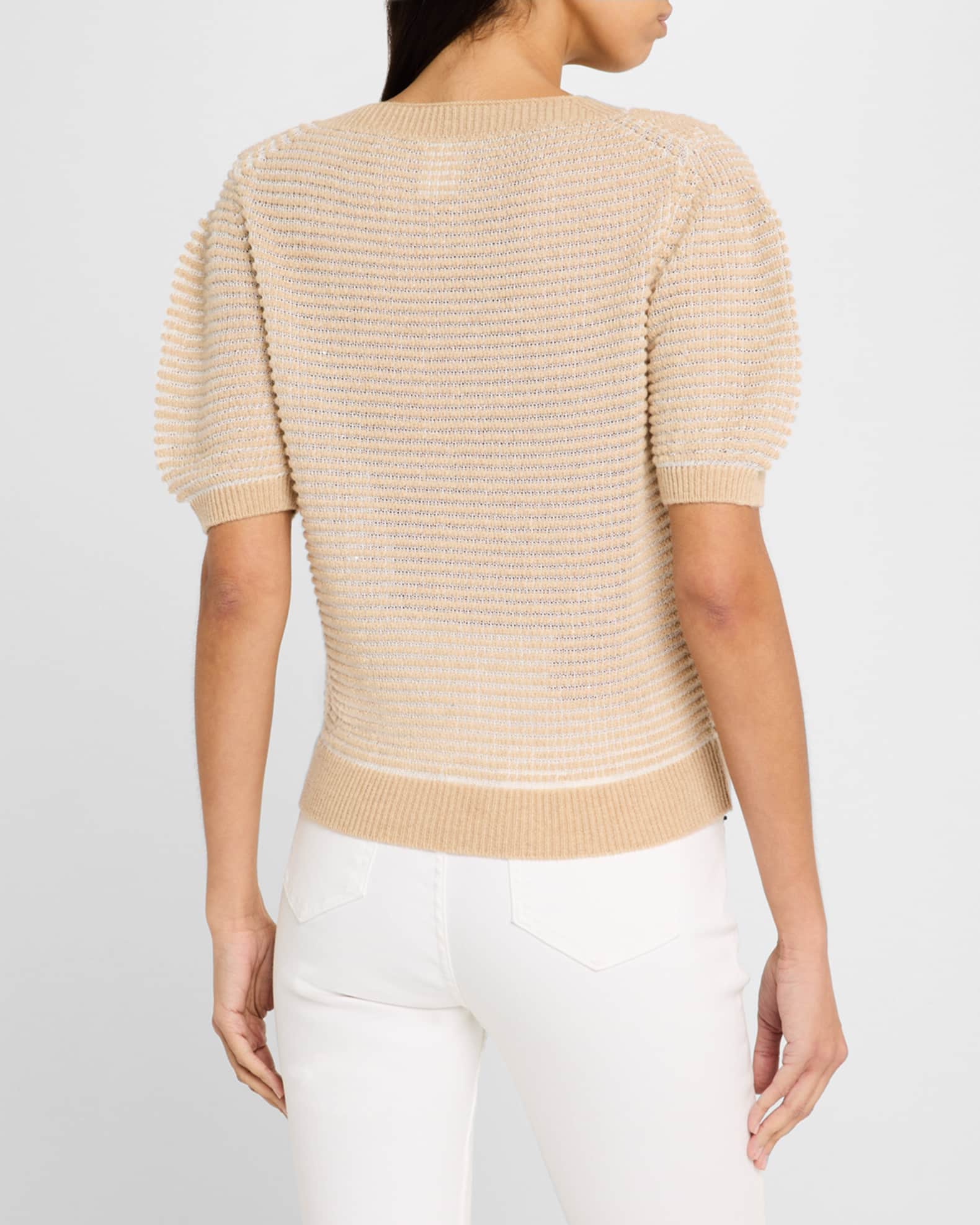 Ameri VINTAGE - 【R】UNDRESSED TUCK PUFF SLEEVE KNIT Tan Vesty Puff Sleeve Crewneck | Pomander Place