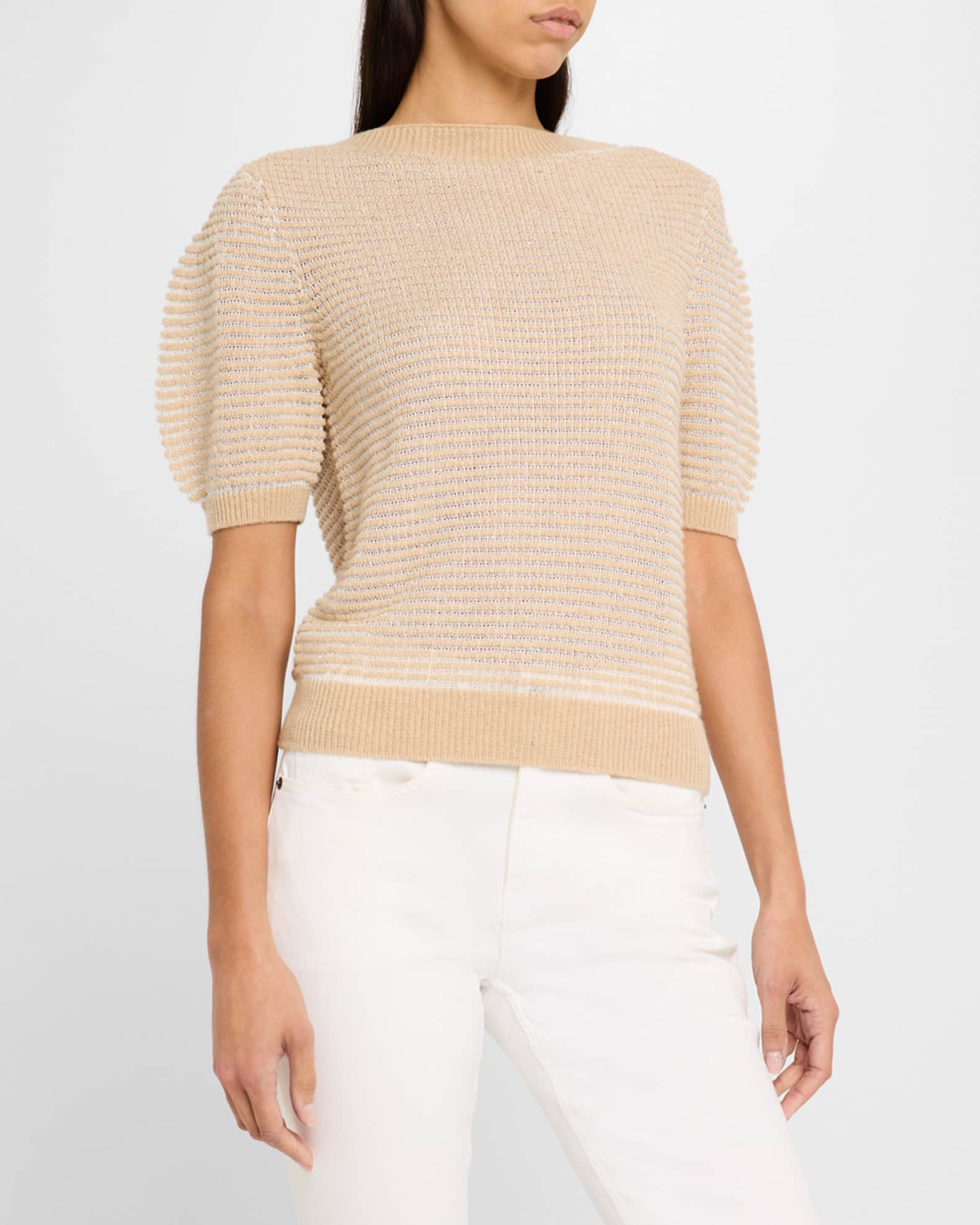 Stitchy puff sleeve sweater online