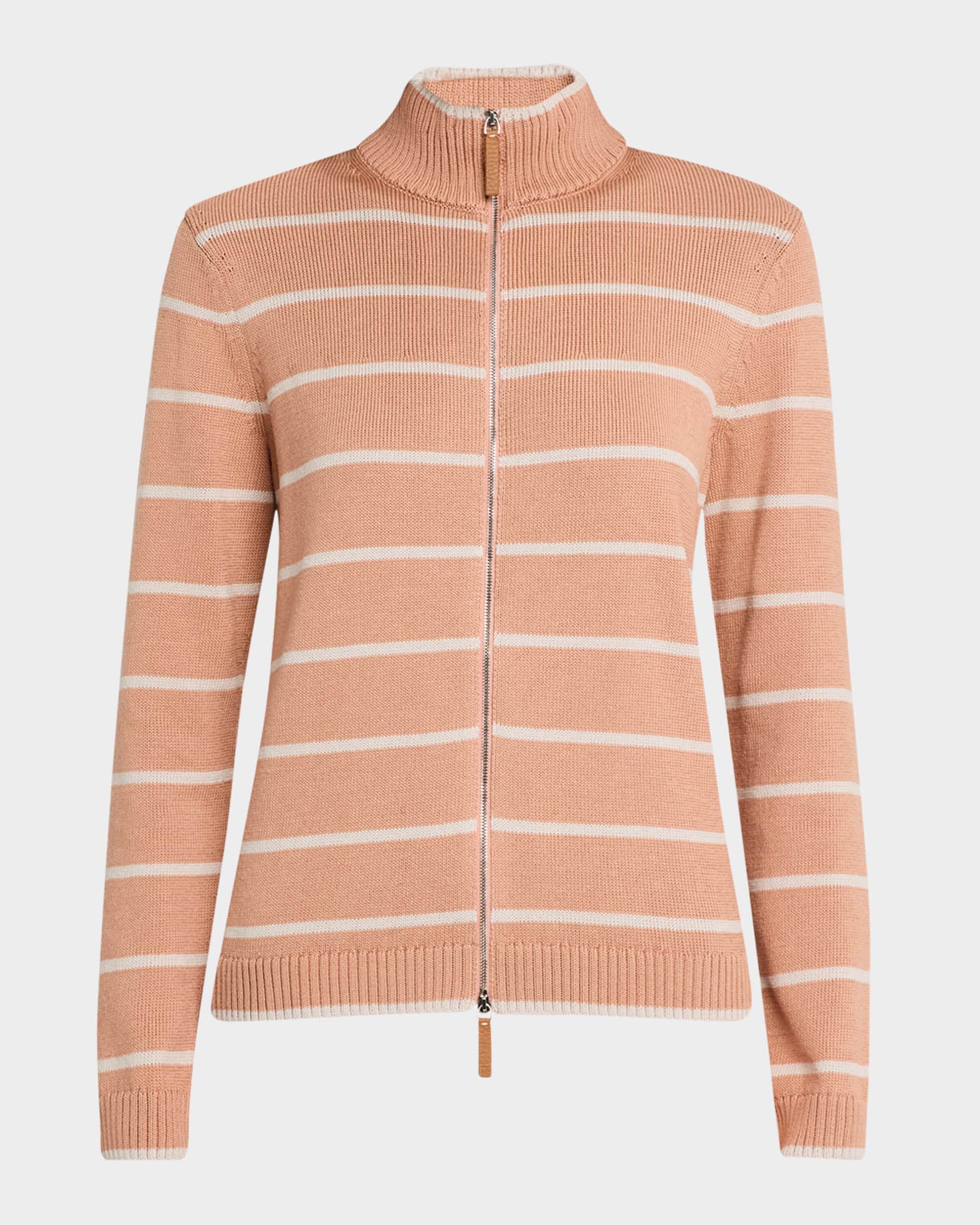 Striped Zip-Front Knit Jacket