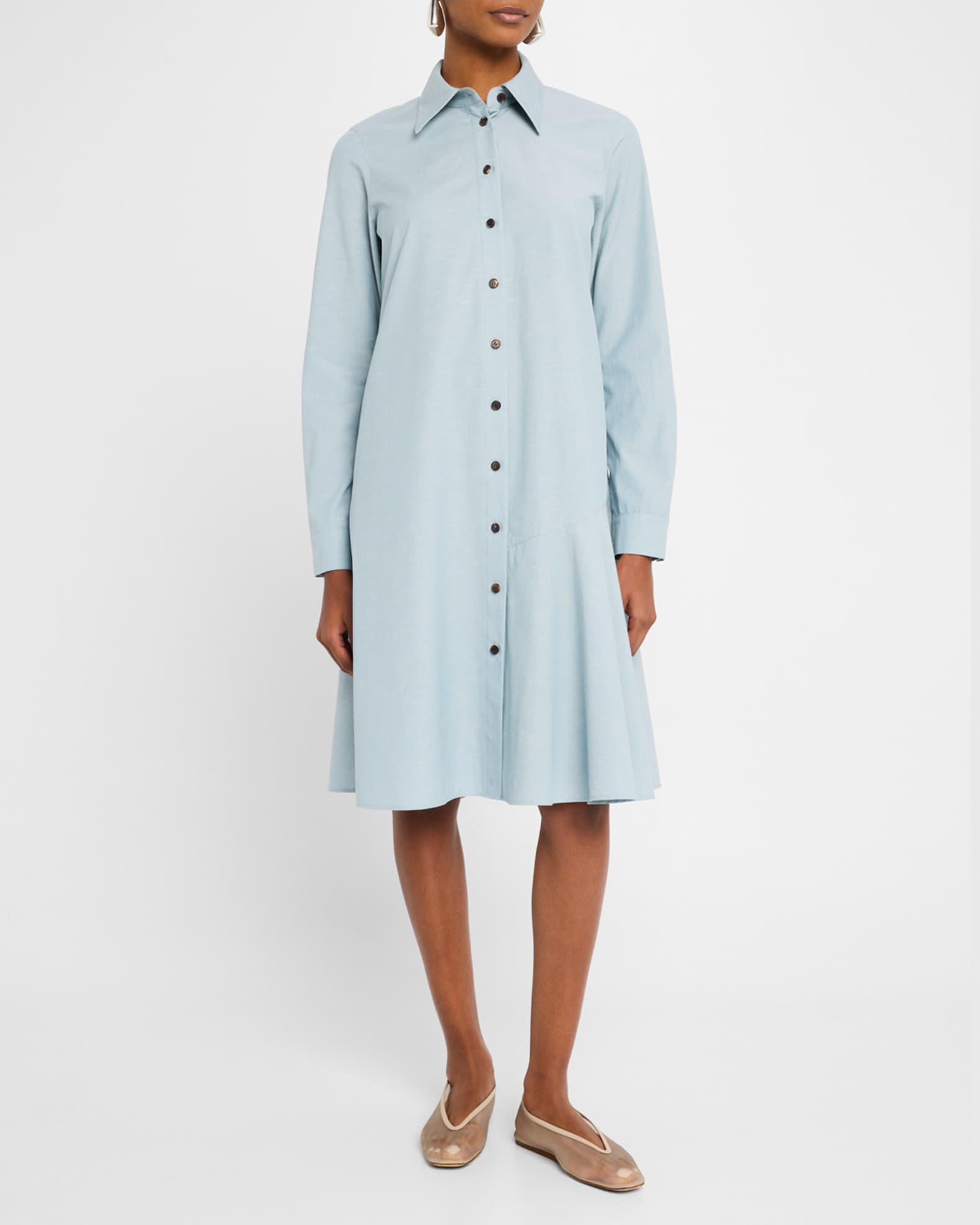 Flounce Cotton Shirtdress 1