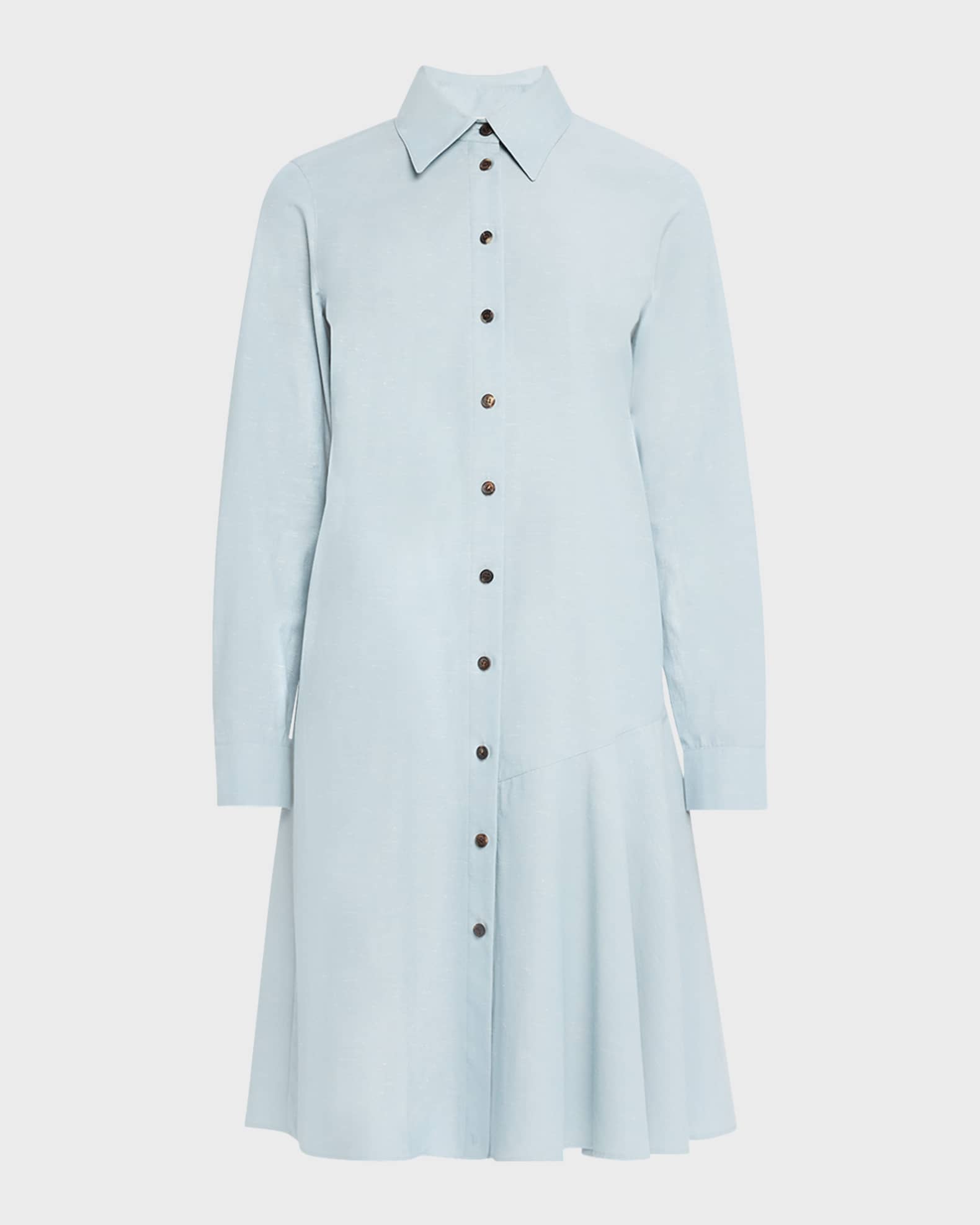 Flounce Cotton Shirtdress 0