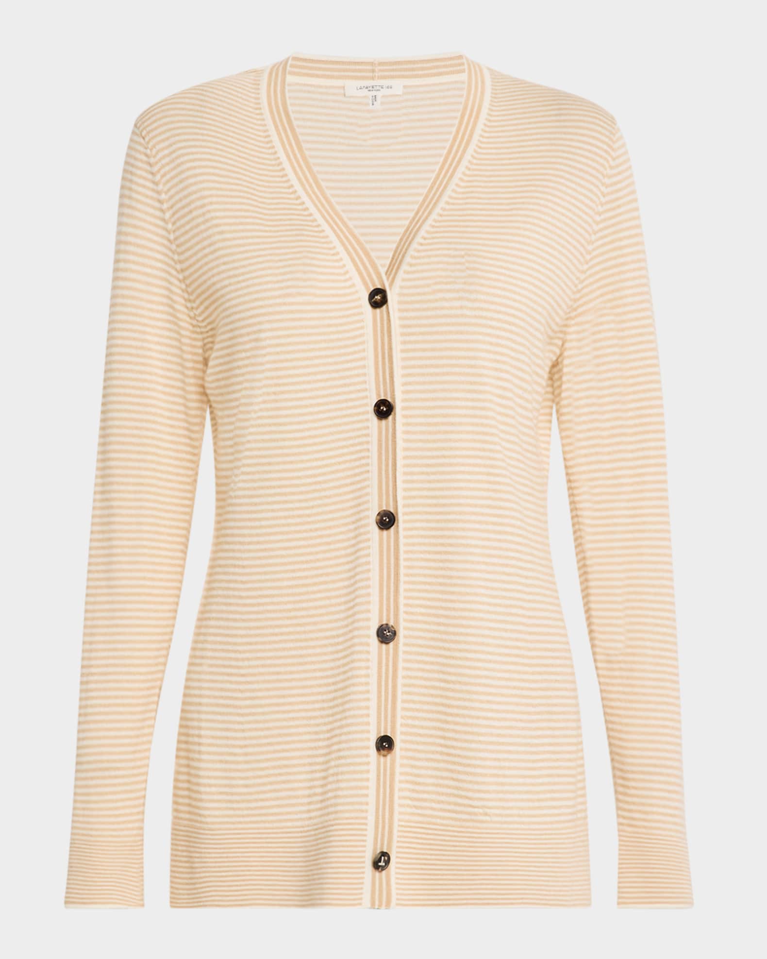 Striped Button-Down Cashmere Cardigan