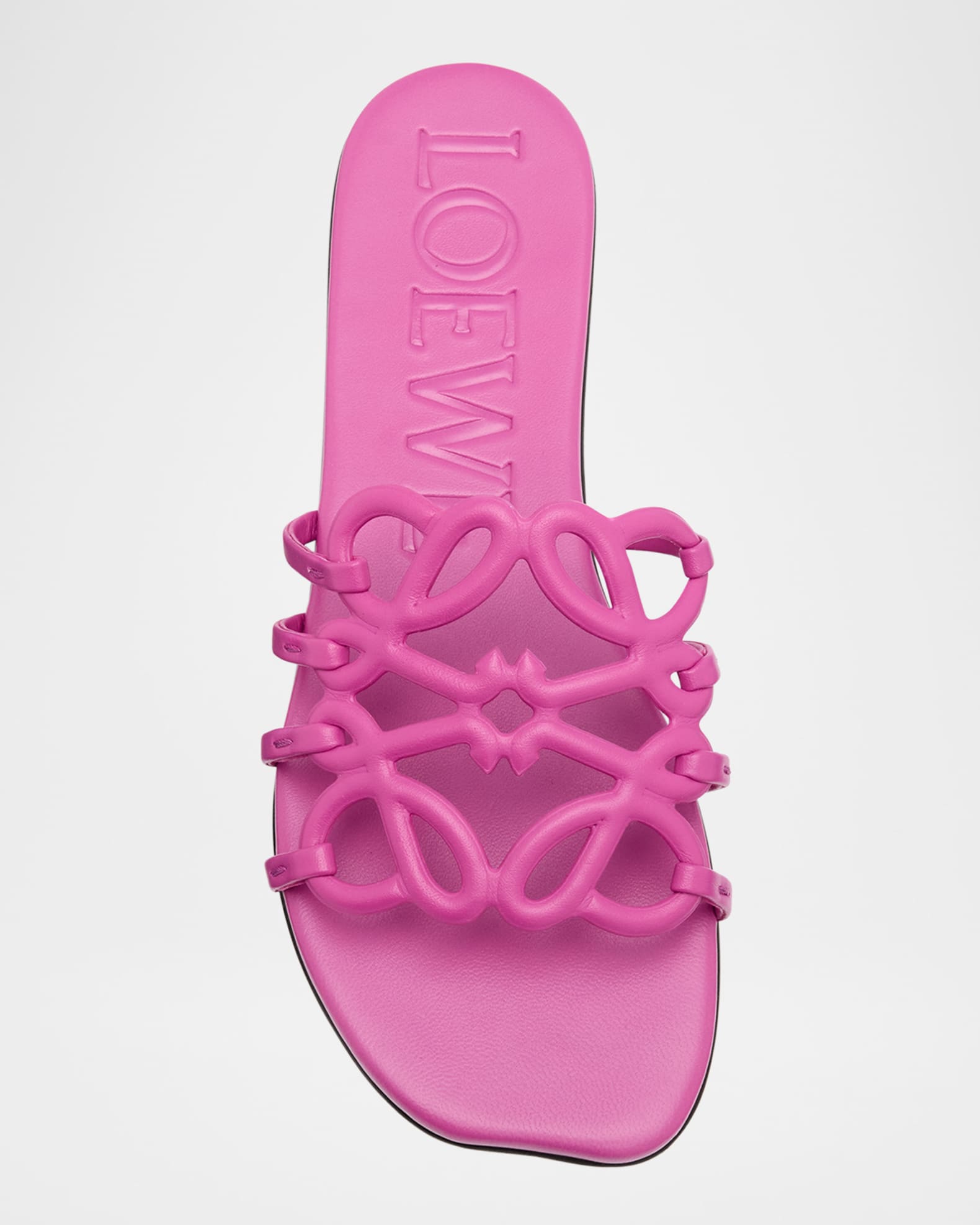 Loewe Petal Leather Anagram Slide Sandals | Neiman Marcus