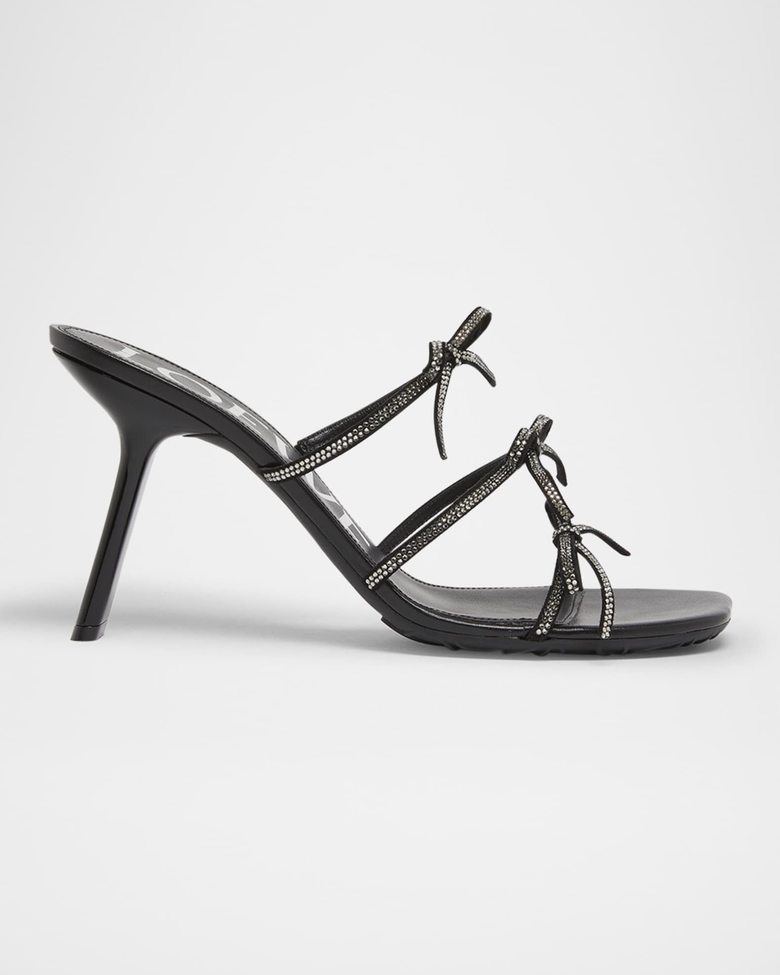 Petal Leather Crystal Bow Strappy Sandals