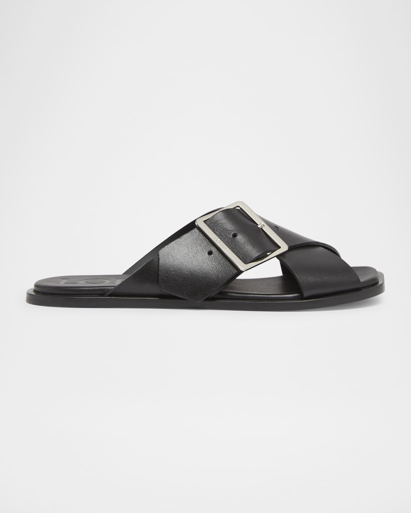 Petal Leather Crisscross Buckle Slide Sandals 0