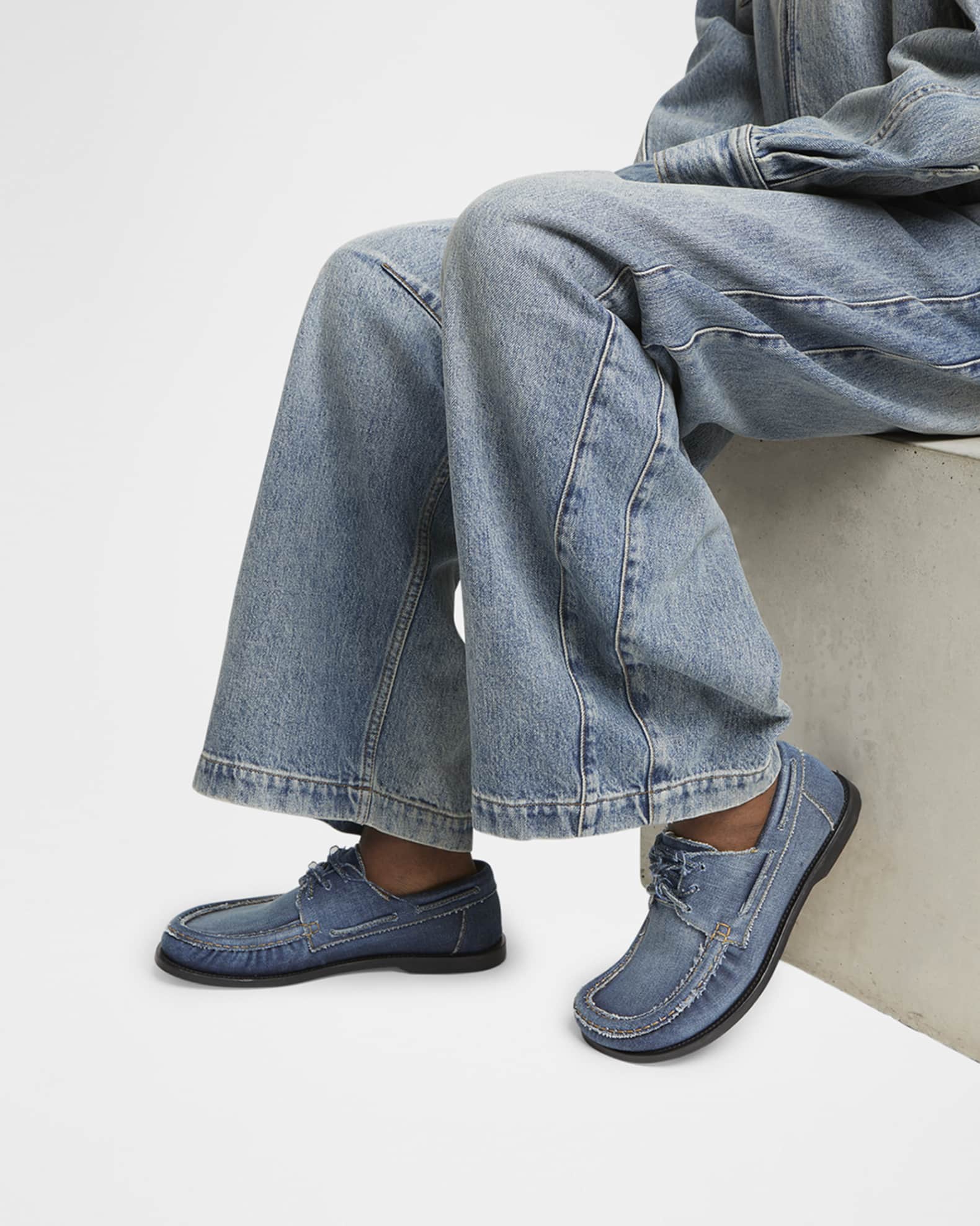 【国内発】LOEWE Campo ボートシューズ（ウォッシュドデニム） カンポ ボートシューズ（ウォッシュドデニム） ブルー - LOEWE