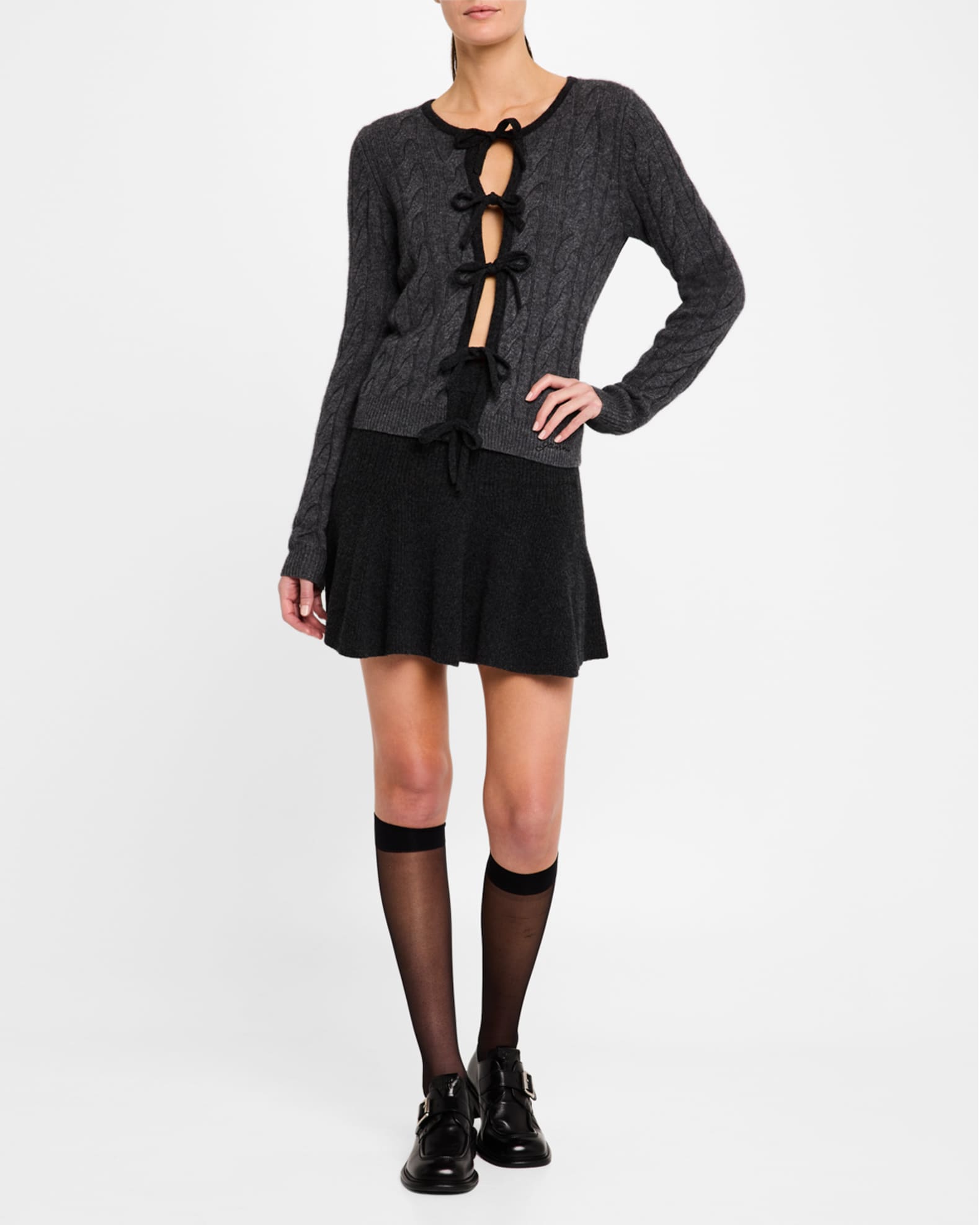 Cashmere Mix Tie-Front Cardigan 1