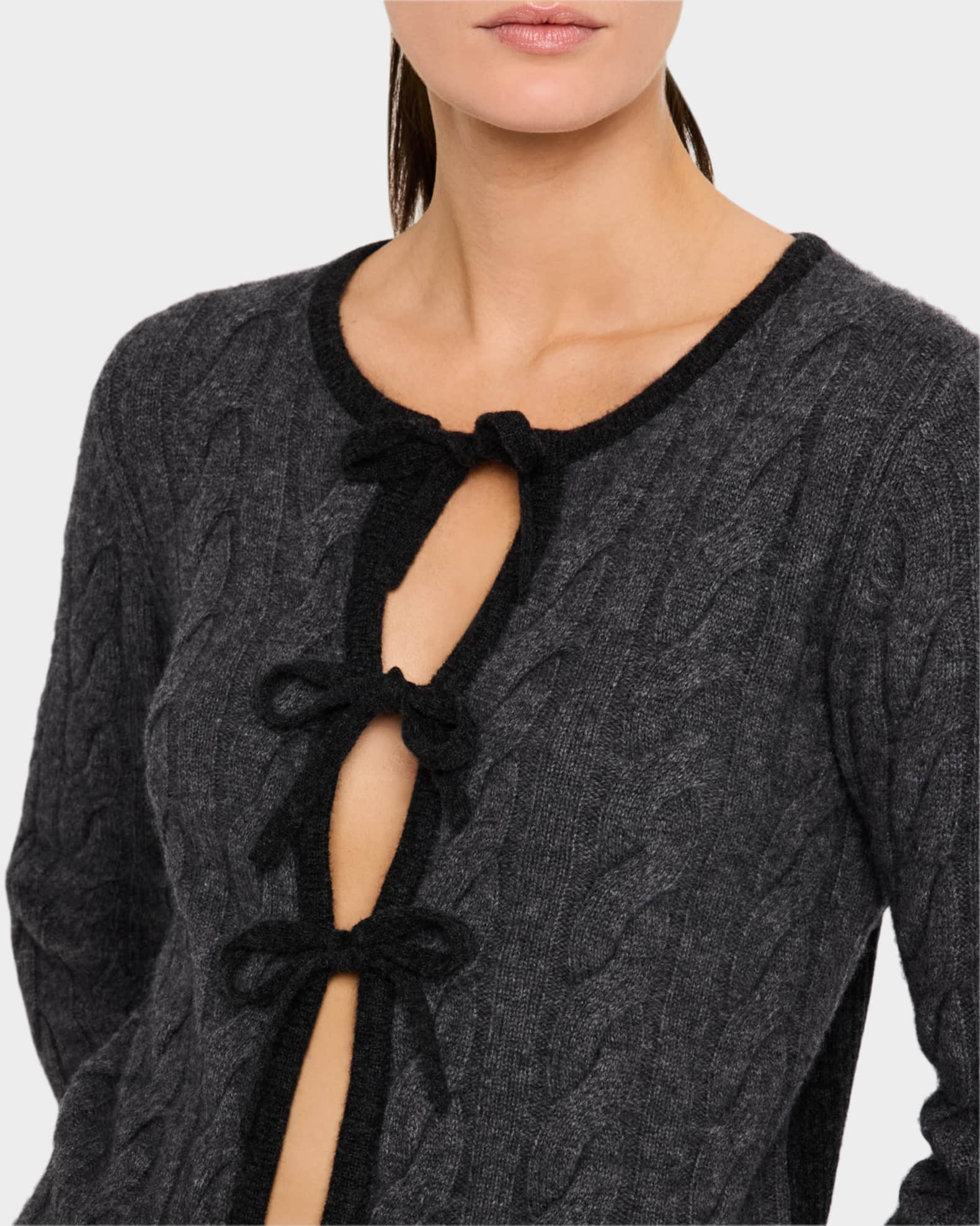 Ganni Cashmere Mix Tie-Front Cardigan | Neiman Marcus