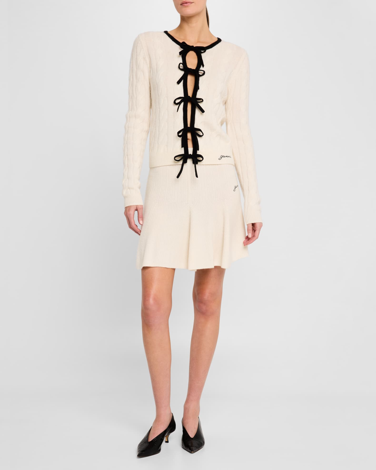 Cashmere Mix Tie-Front Cardigan 1