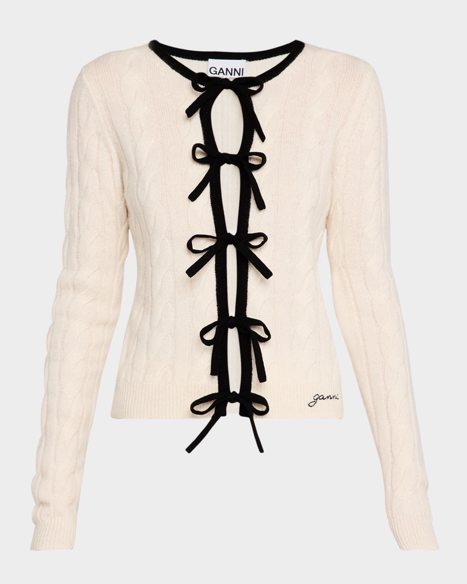 Cashmere Mix Tie-Front Cardigan 0