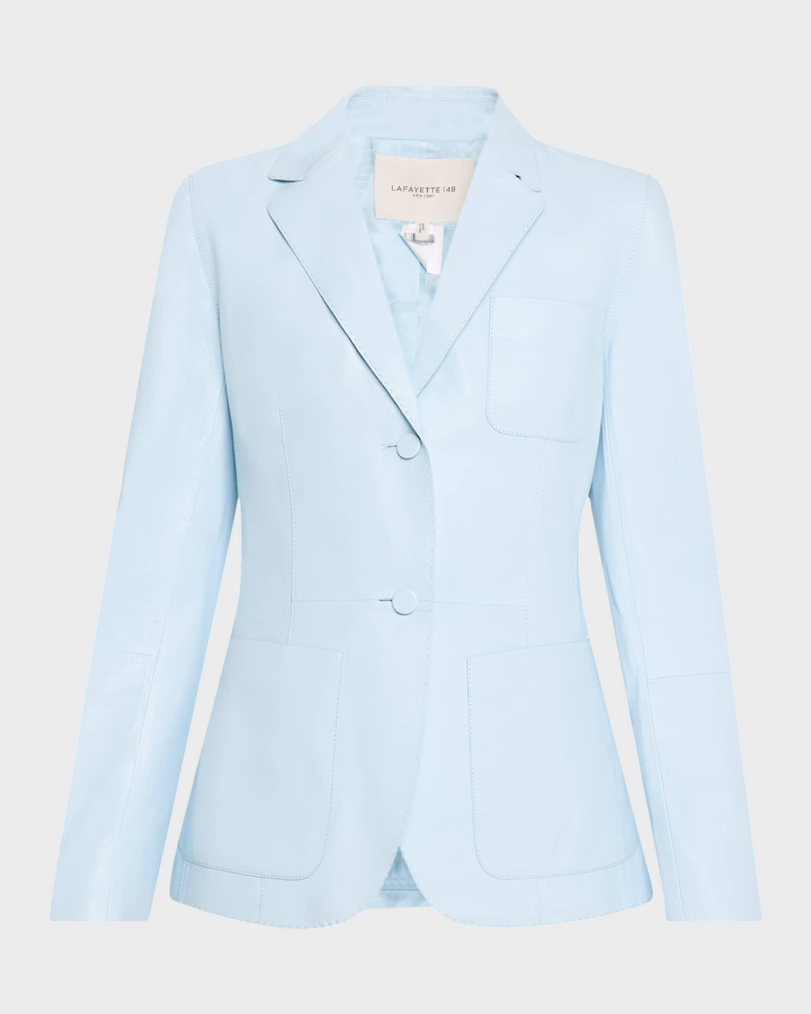 Single-Breasted Leather Blazer