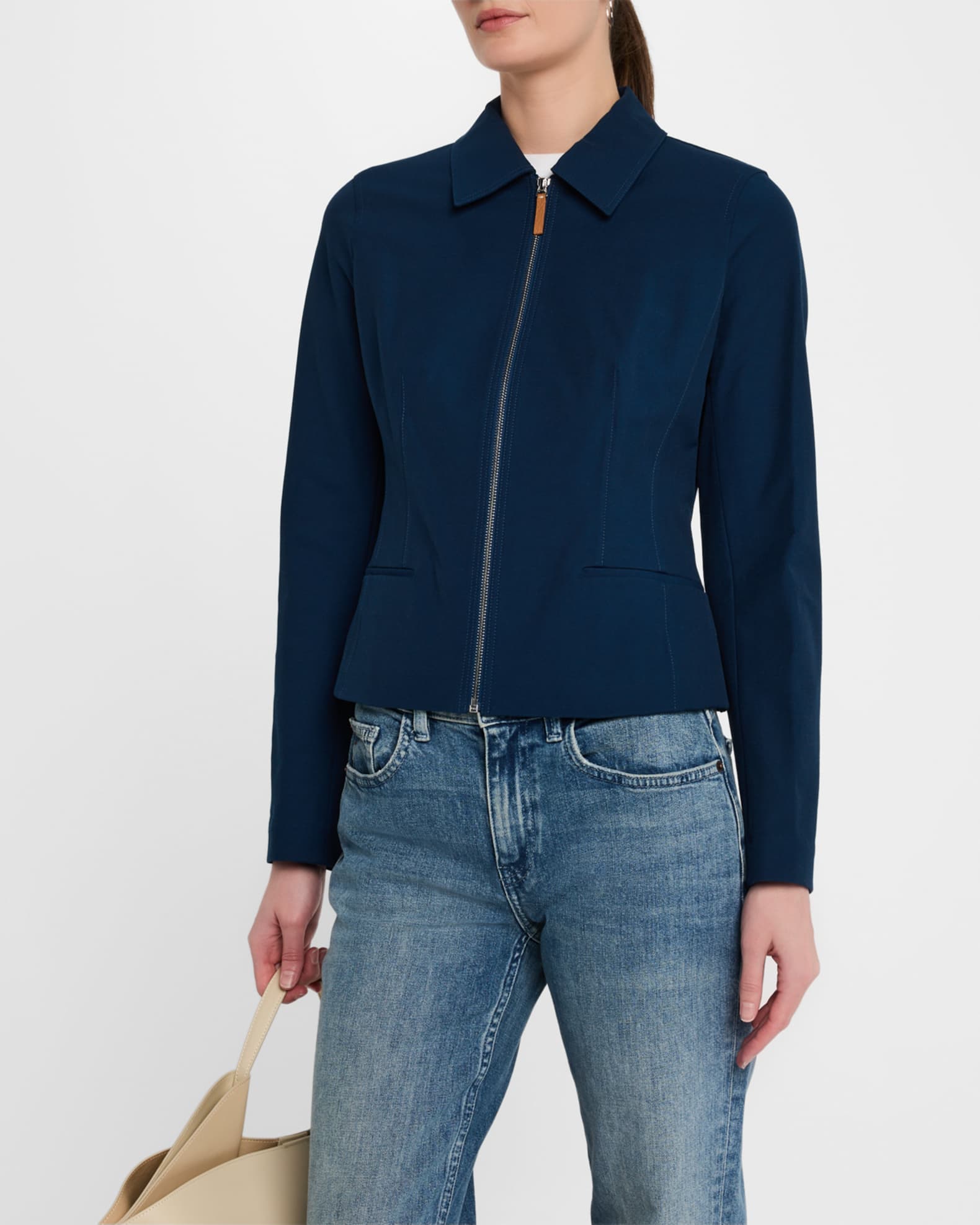 Lafayette 148 New York Zip-Front Tailored Jacket | Neiman Marcus