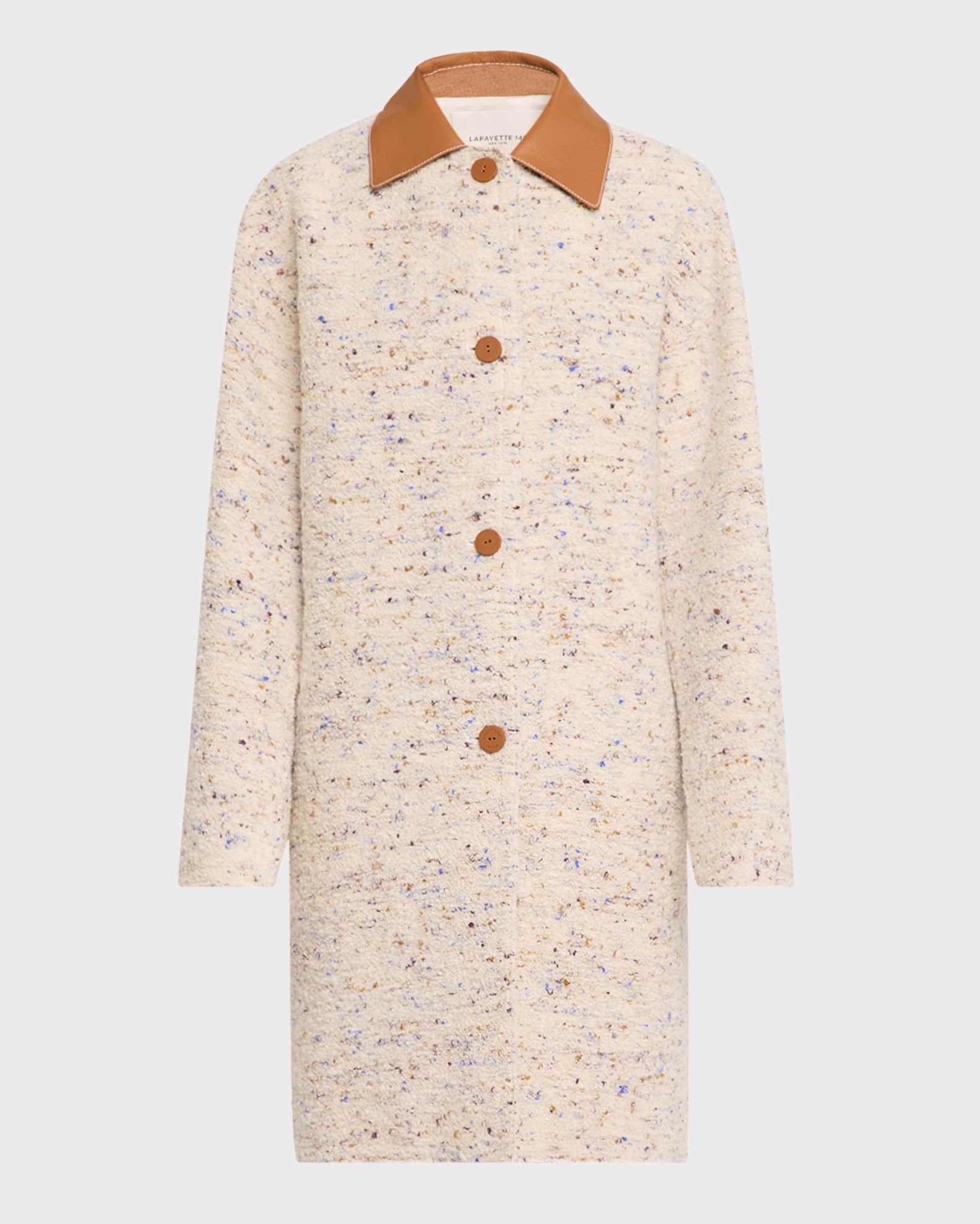 Leather-Collar Boucle Coat